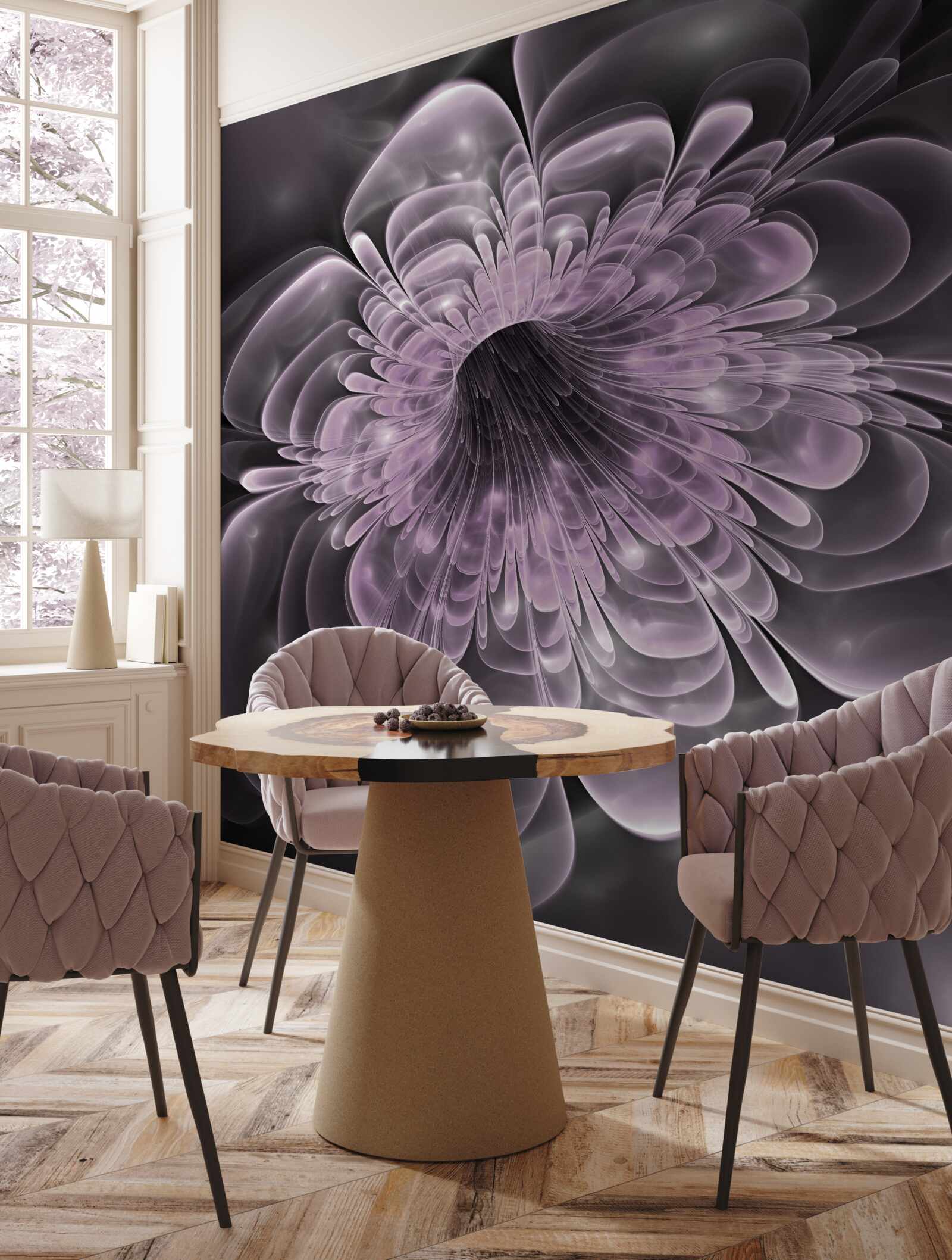 Papier peint bourgeon de fleur en cristal