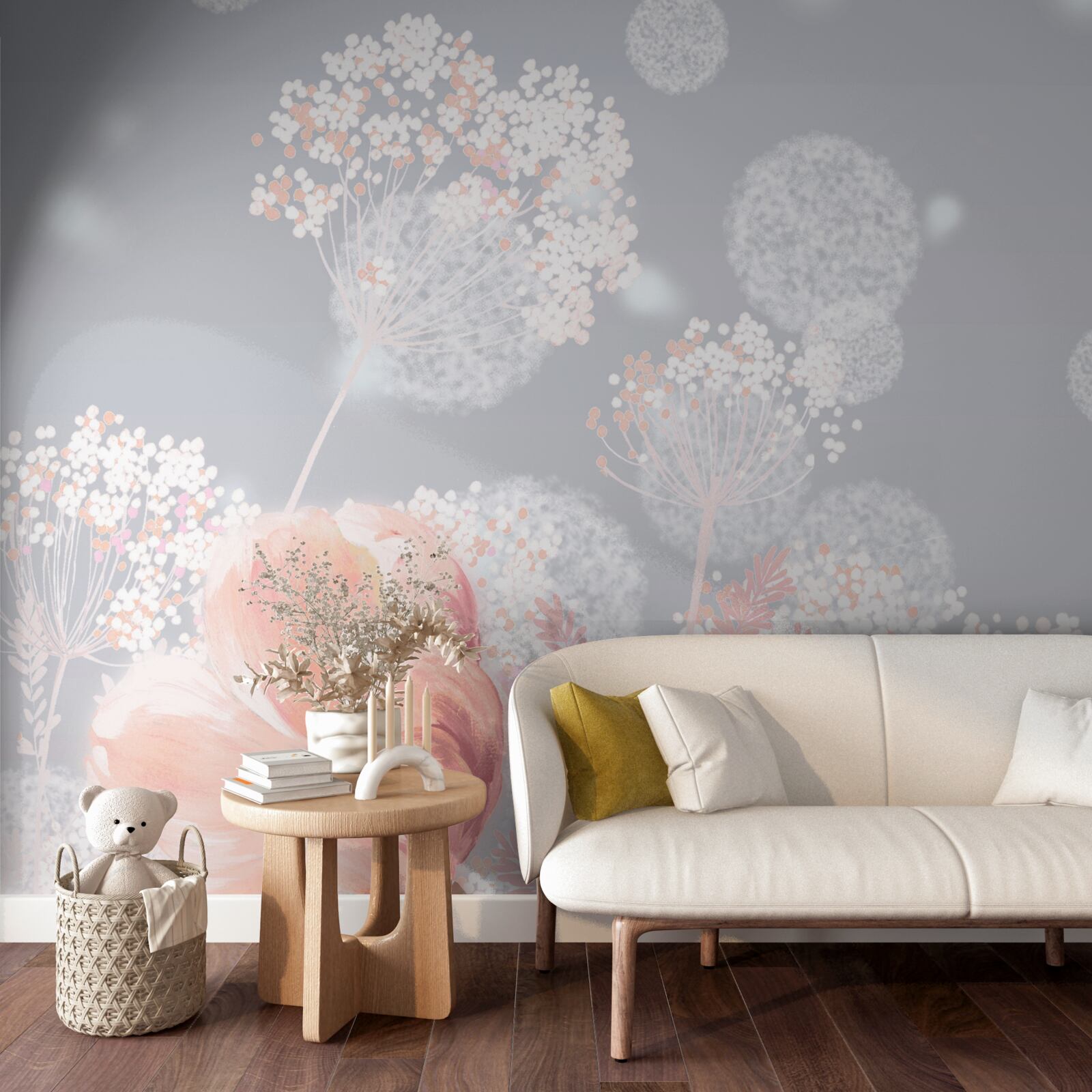 Papier peint fleurs d'été délicates