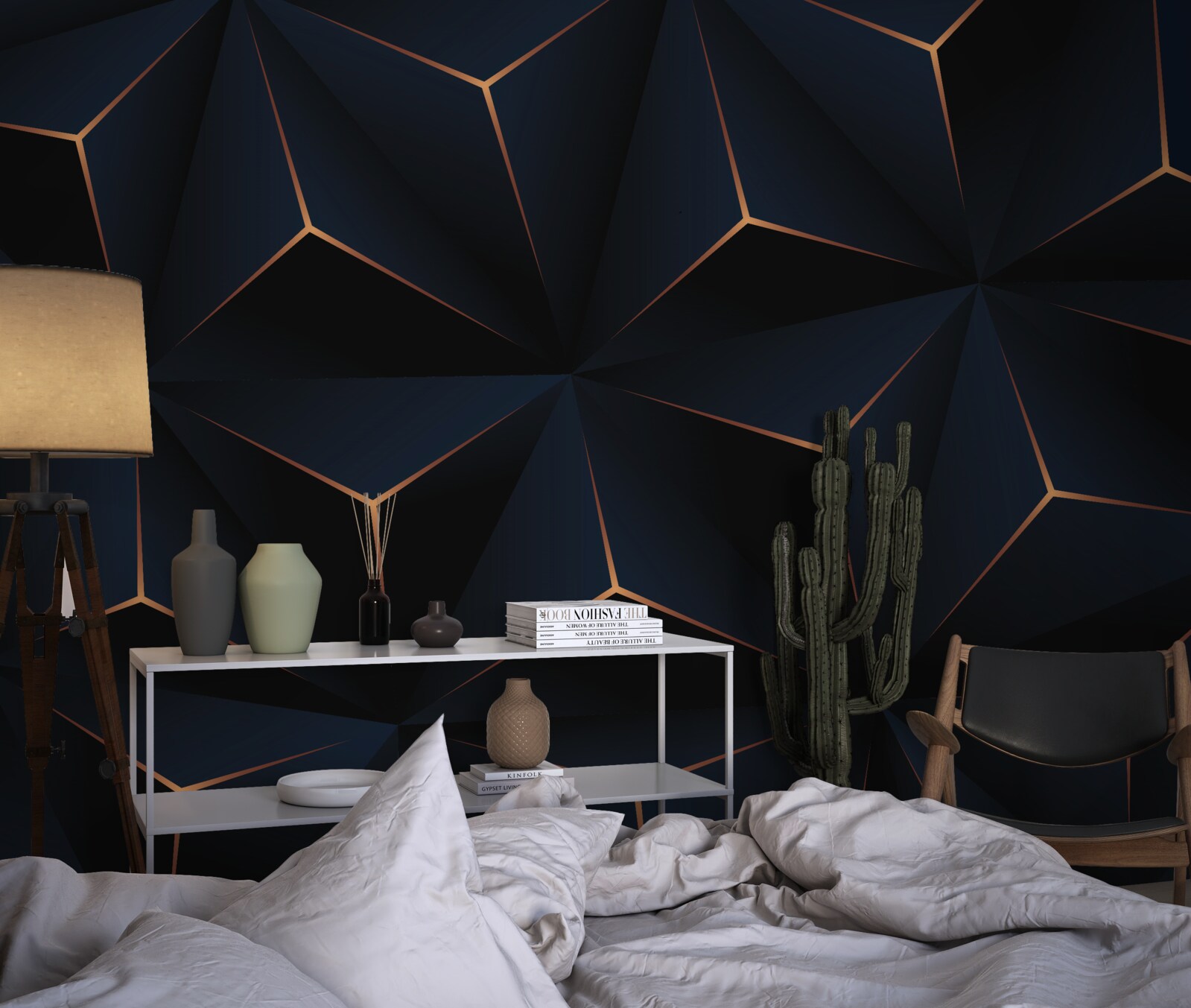 Papier peint les pyramides sont bleu foncé avec des côtés rouges
