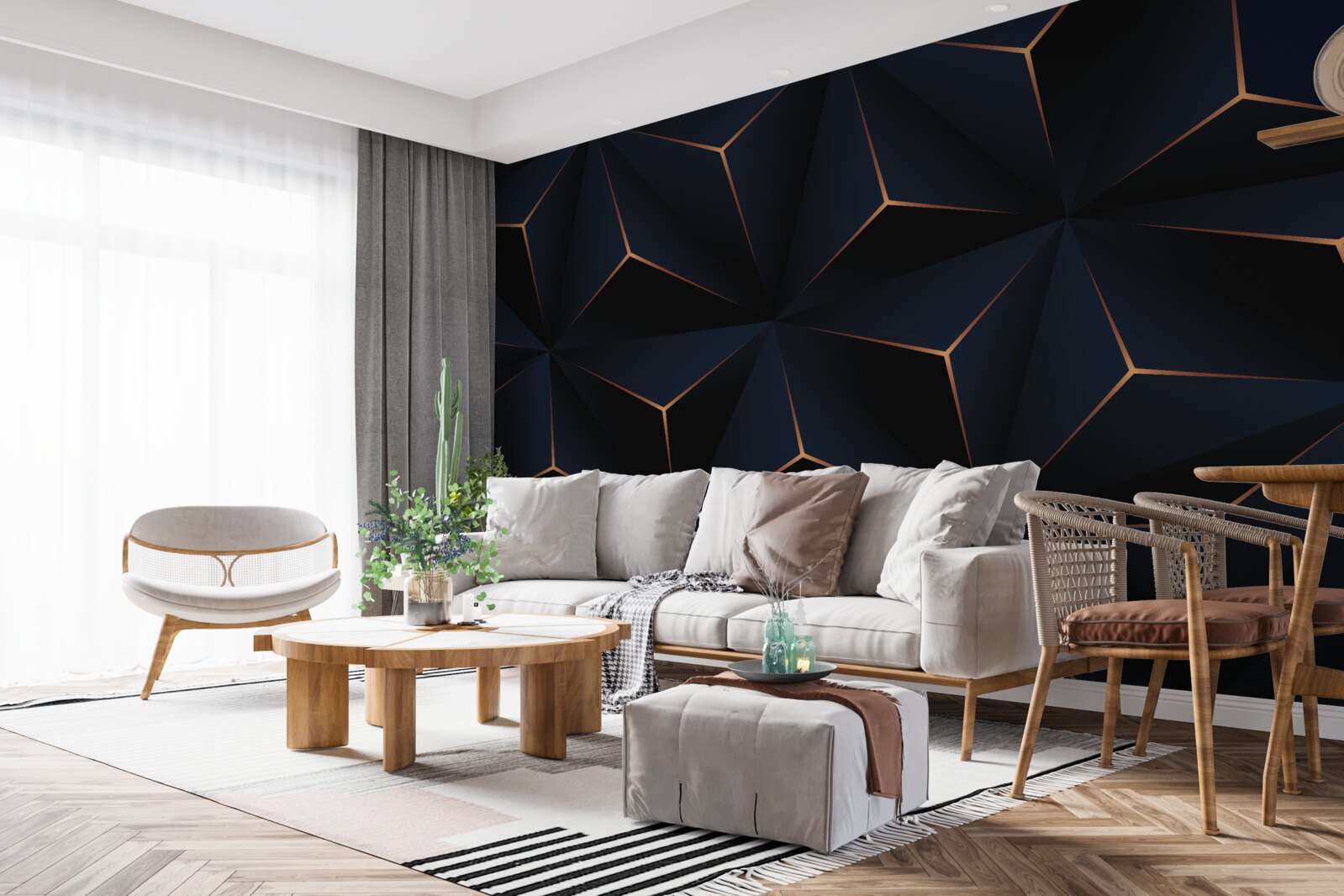 Papier peint les pyramides sont bleu foncé avec des côtés rouges