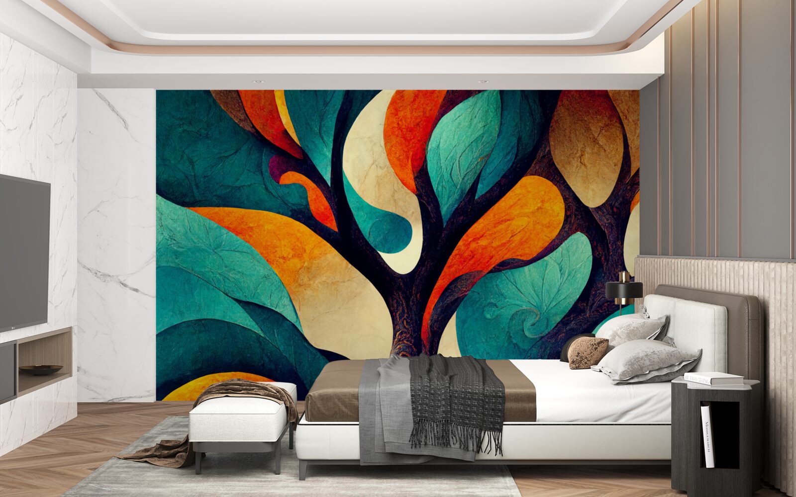 Papier peint abstraction d'un arbre d'automne dans un champ