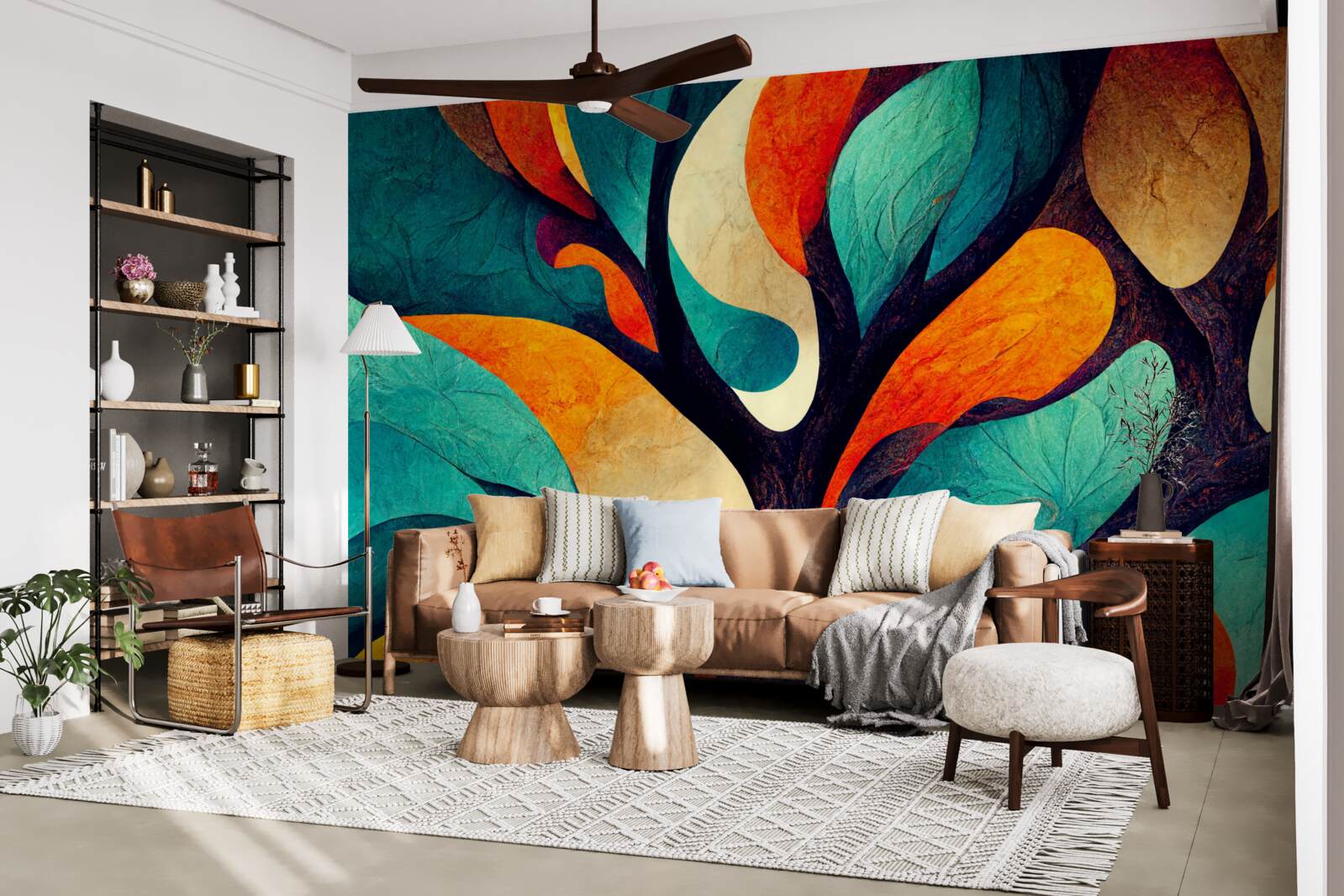 Papier peint abstraction d'un arbre d'automne dans un champ