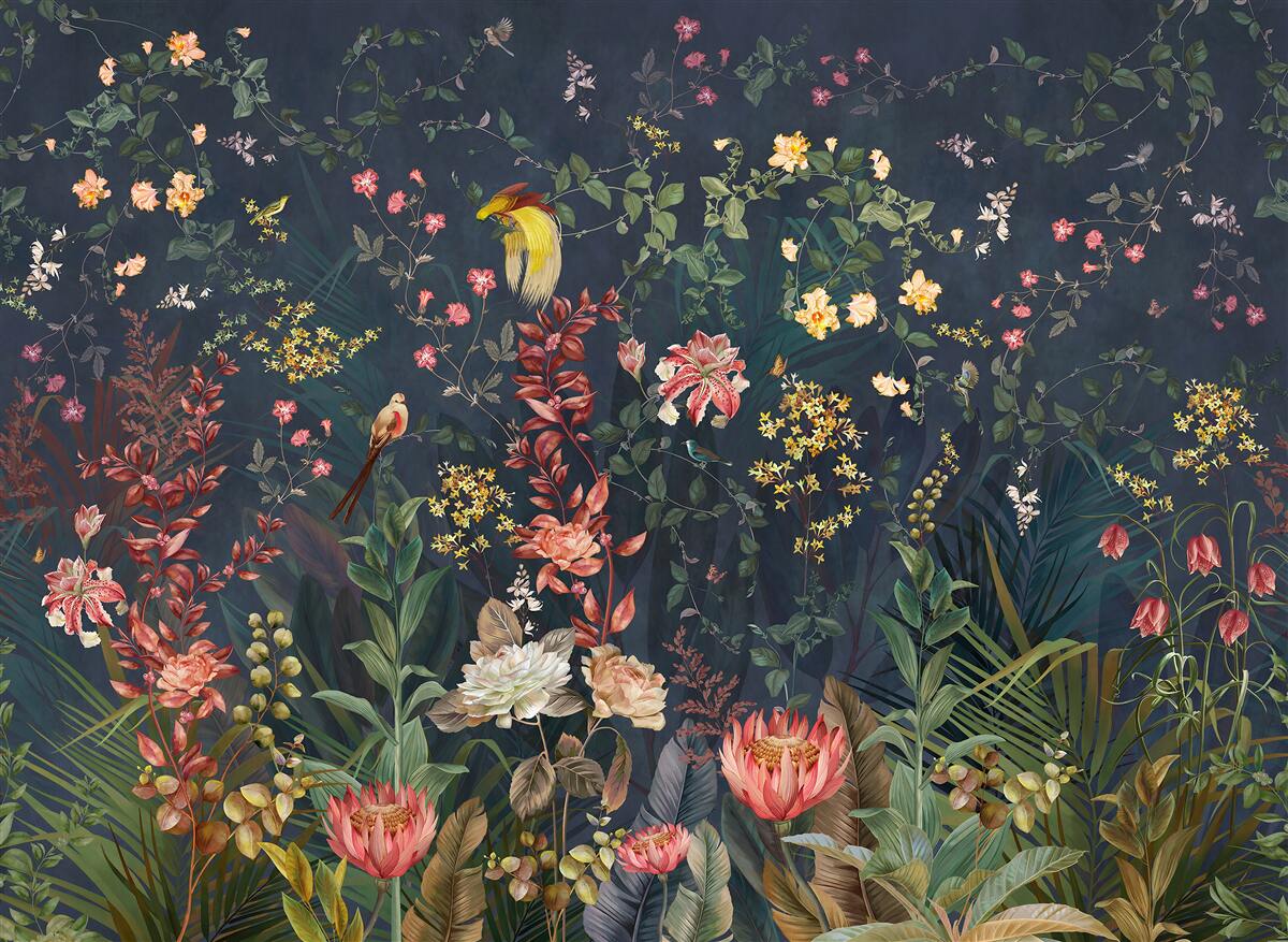 Papier peint fleurs de nuit