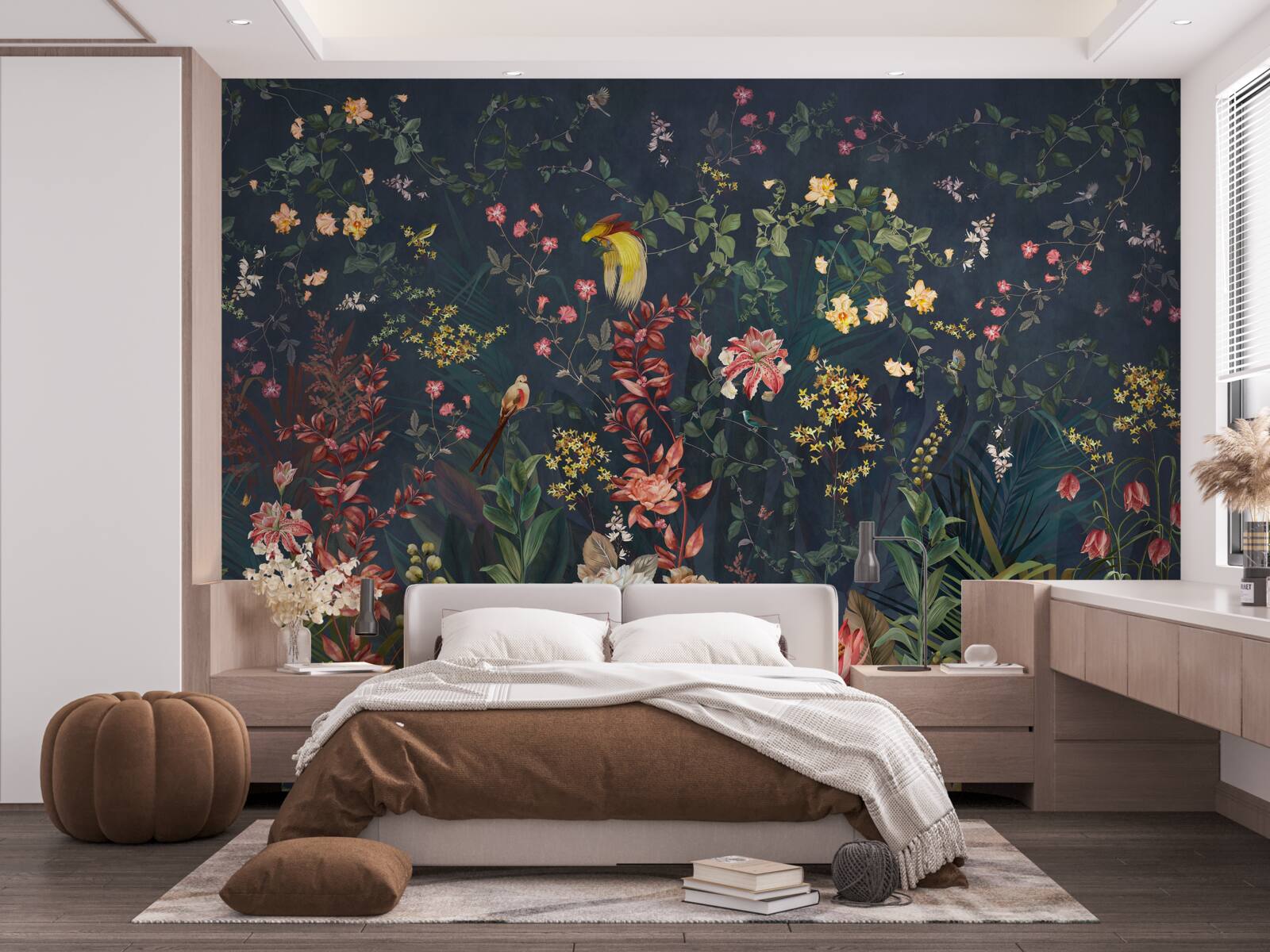 Papier peint fleurs de nuit