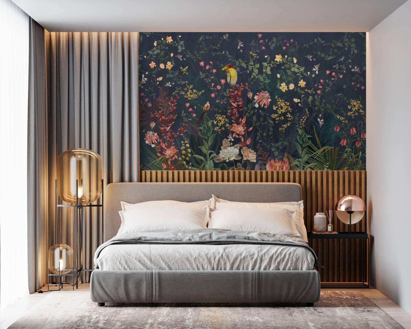 Papier peint fleurs de nuit
