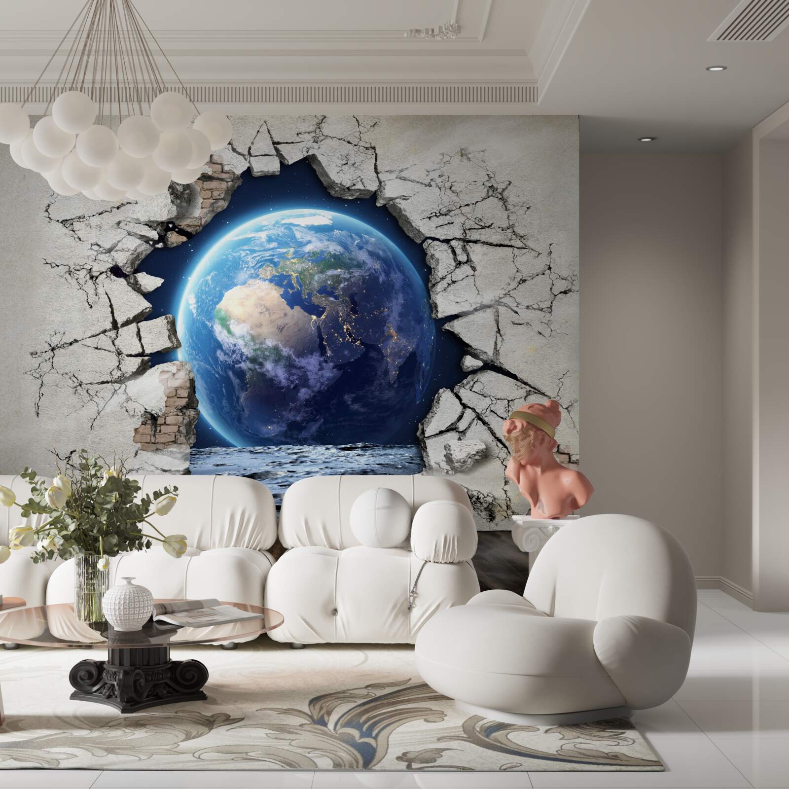 Papier peint la planète derrière le mur