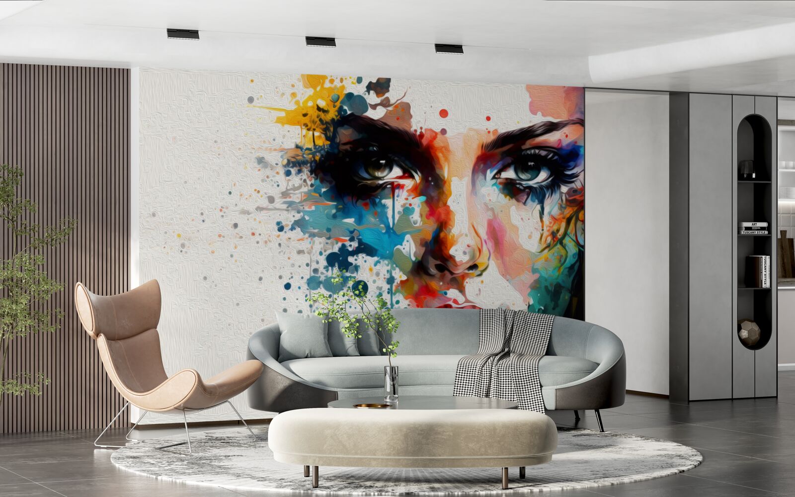 Papier peint fille aux couleurs riches
