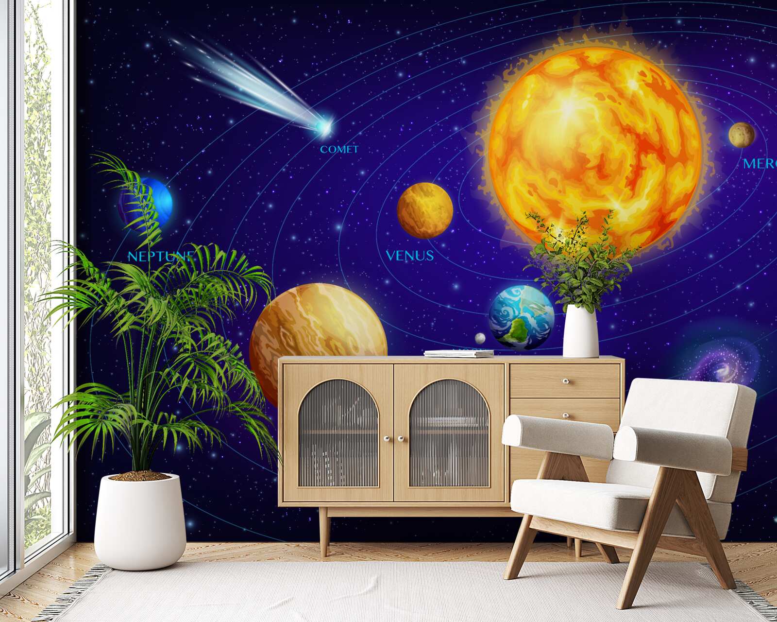 Papier peint la taille des planètes dans l'univers