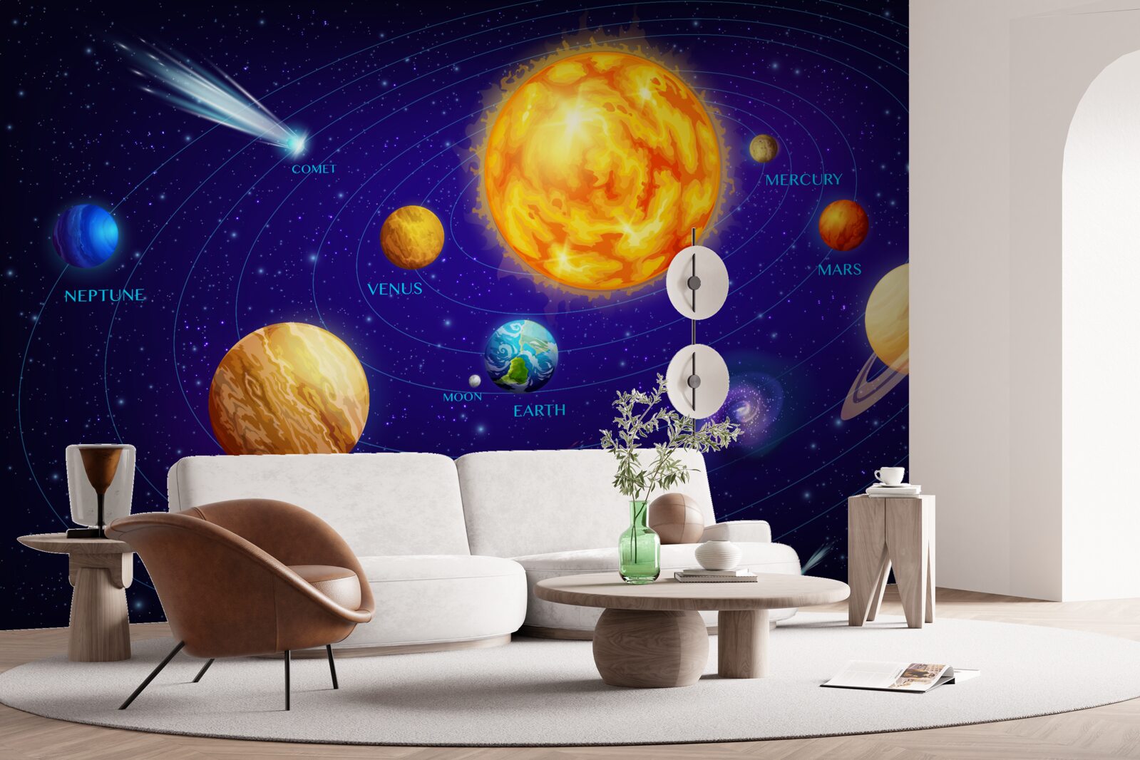 Papier peint la taille des planètes dans l'univers