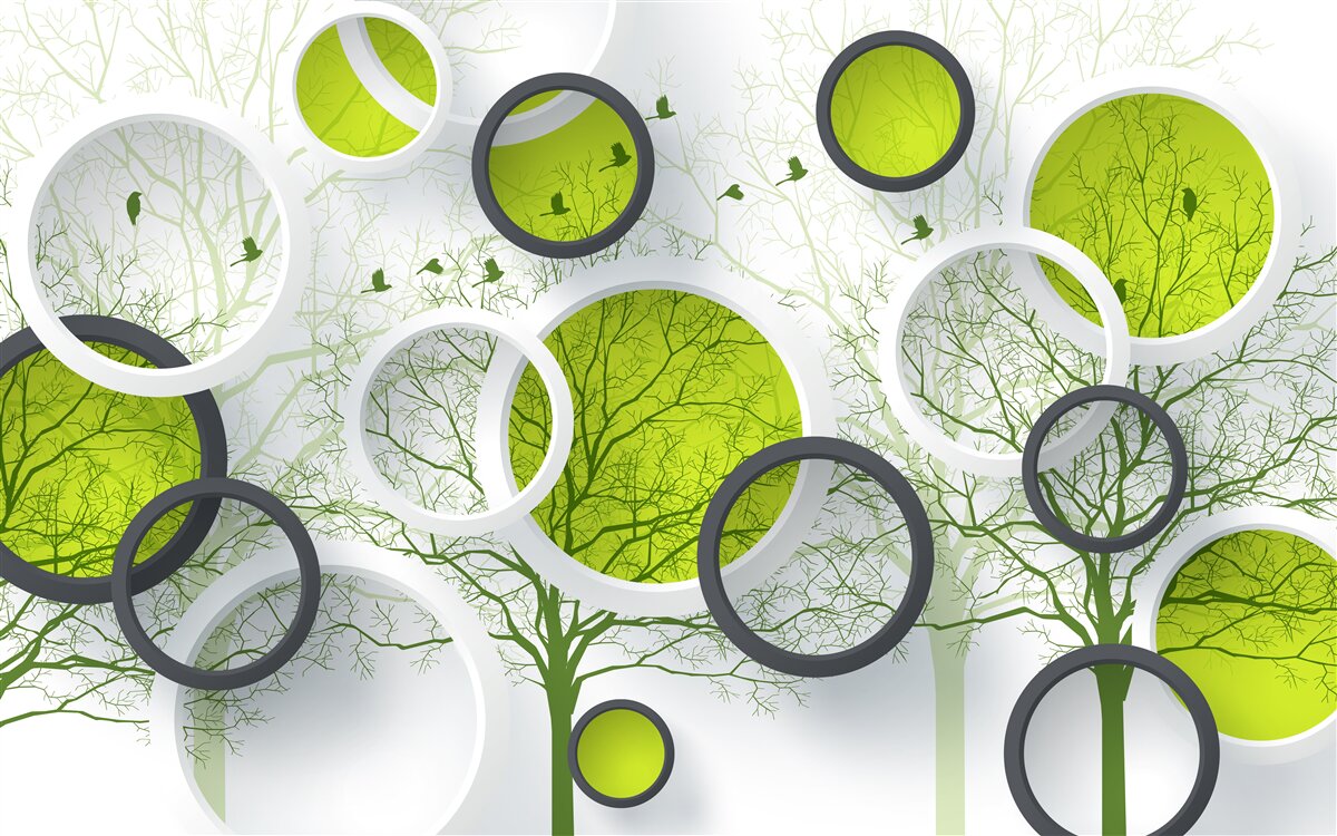 Papier peint cercles en géométrie et arbres