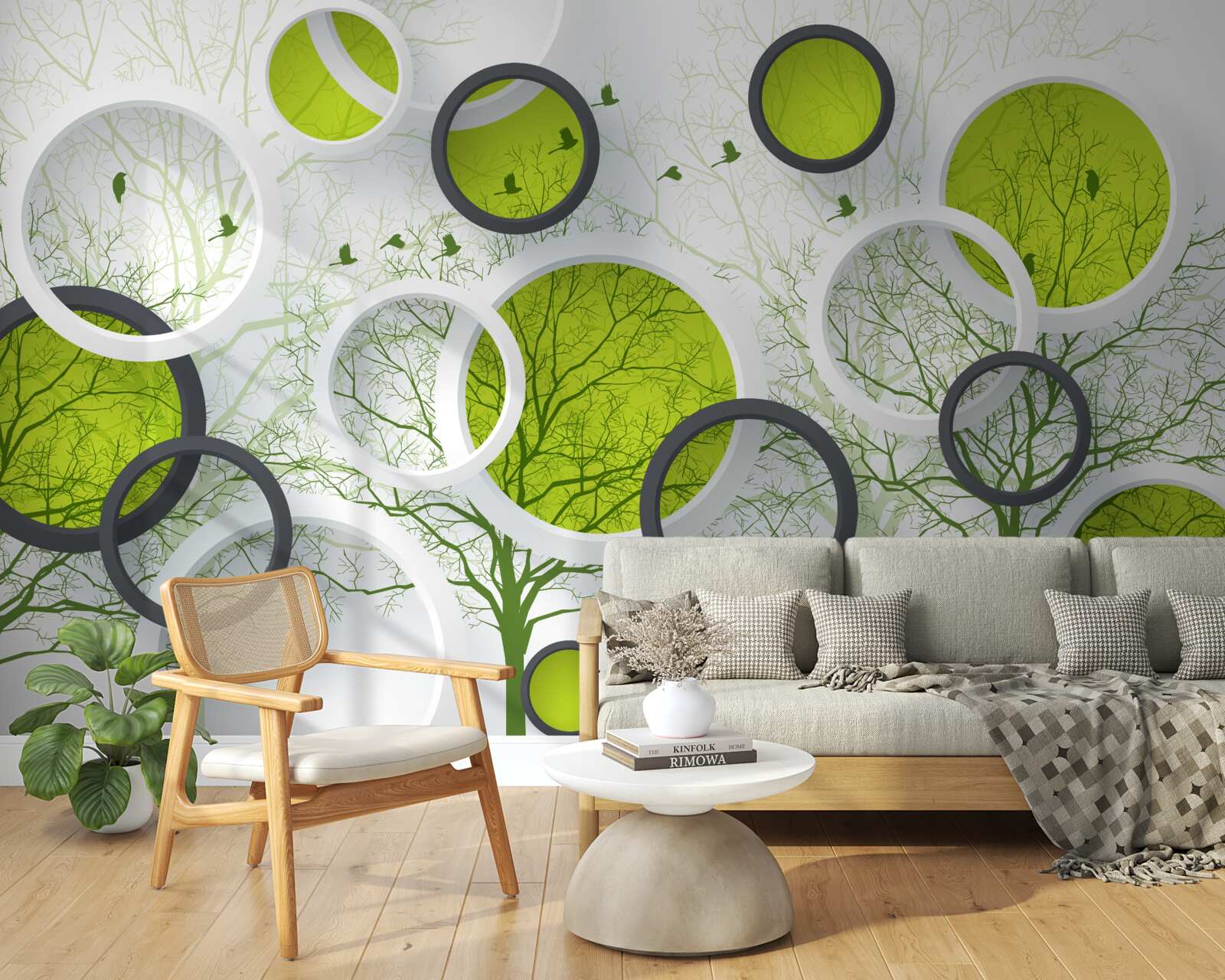 Papier peint cercles en géométrie et arbres