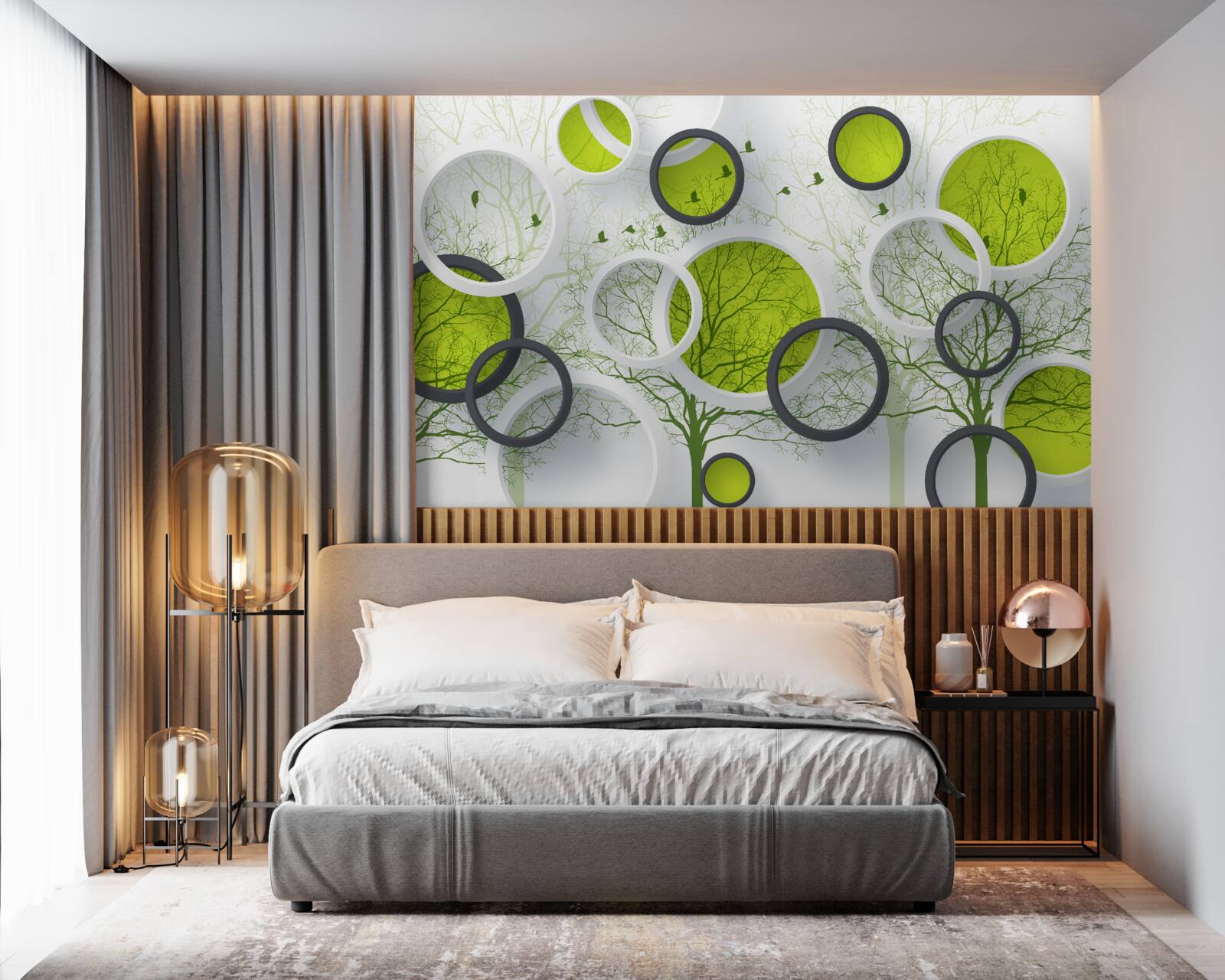Papier peint cercles en géométrie et arbres