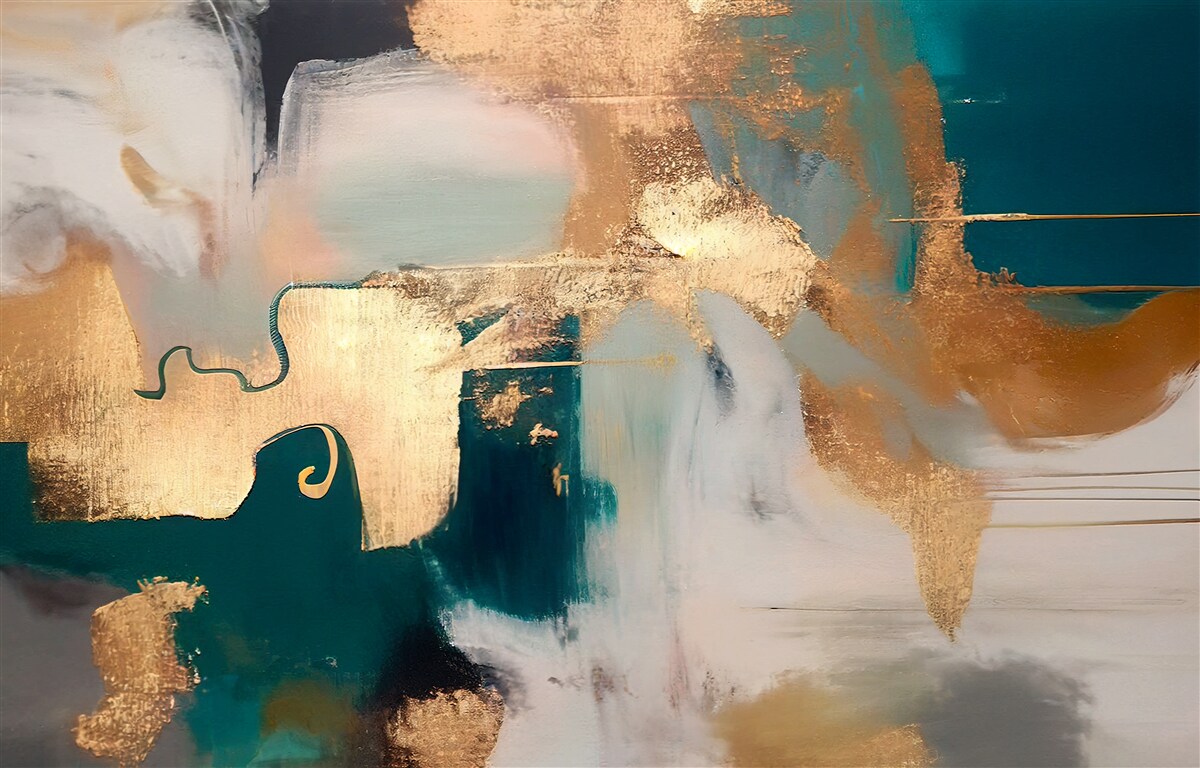 Papier peint or maculé sur marbre gris