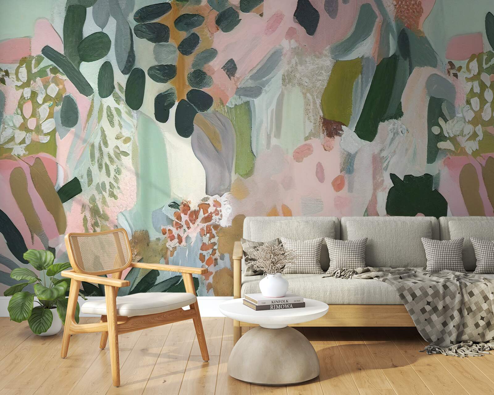 Papier peint feuilles de la jungle dans un style abstrait