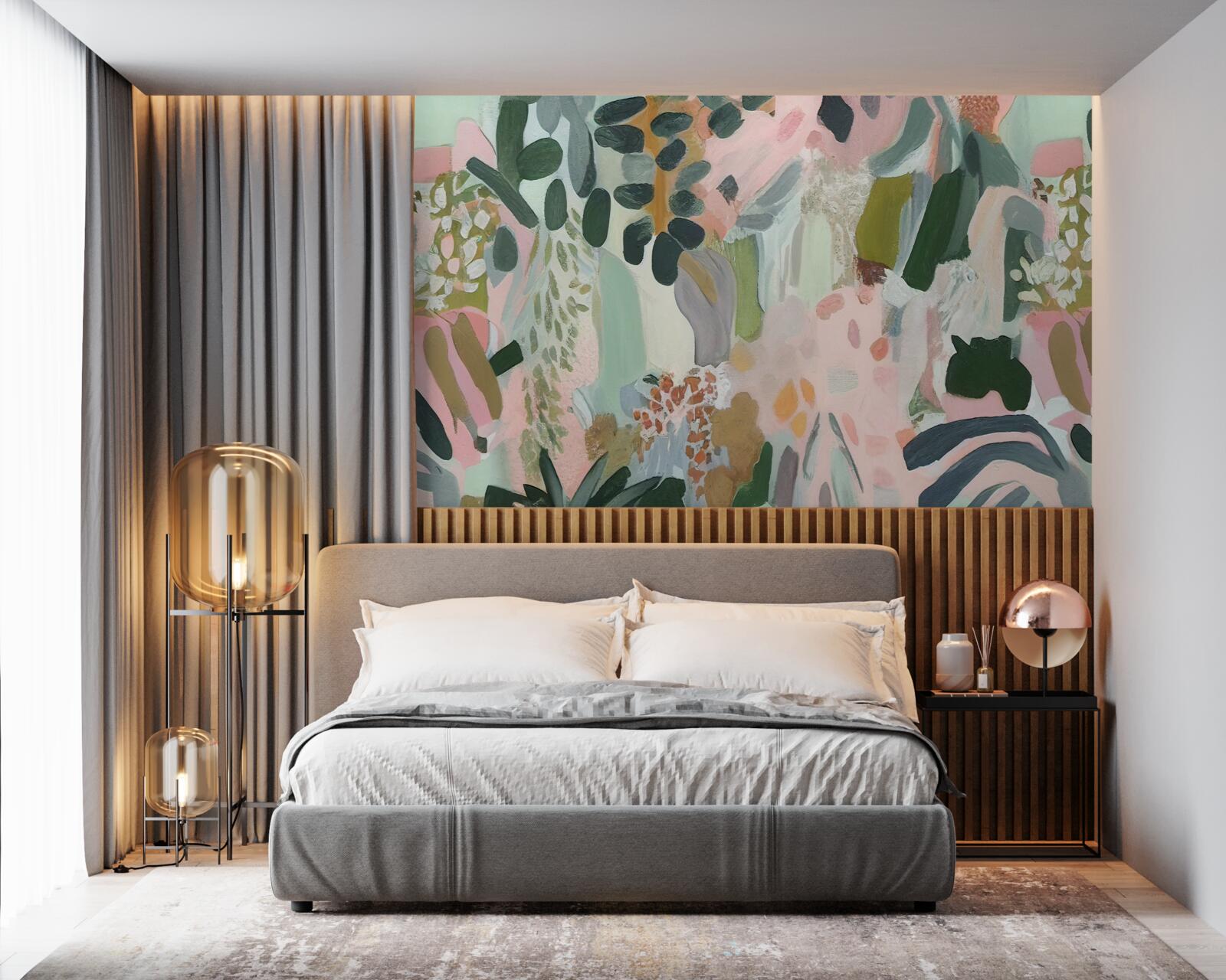 Papier peint feuilles de la jungle dans un style abstrait