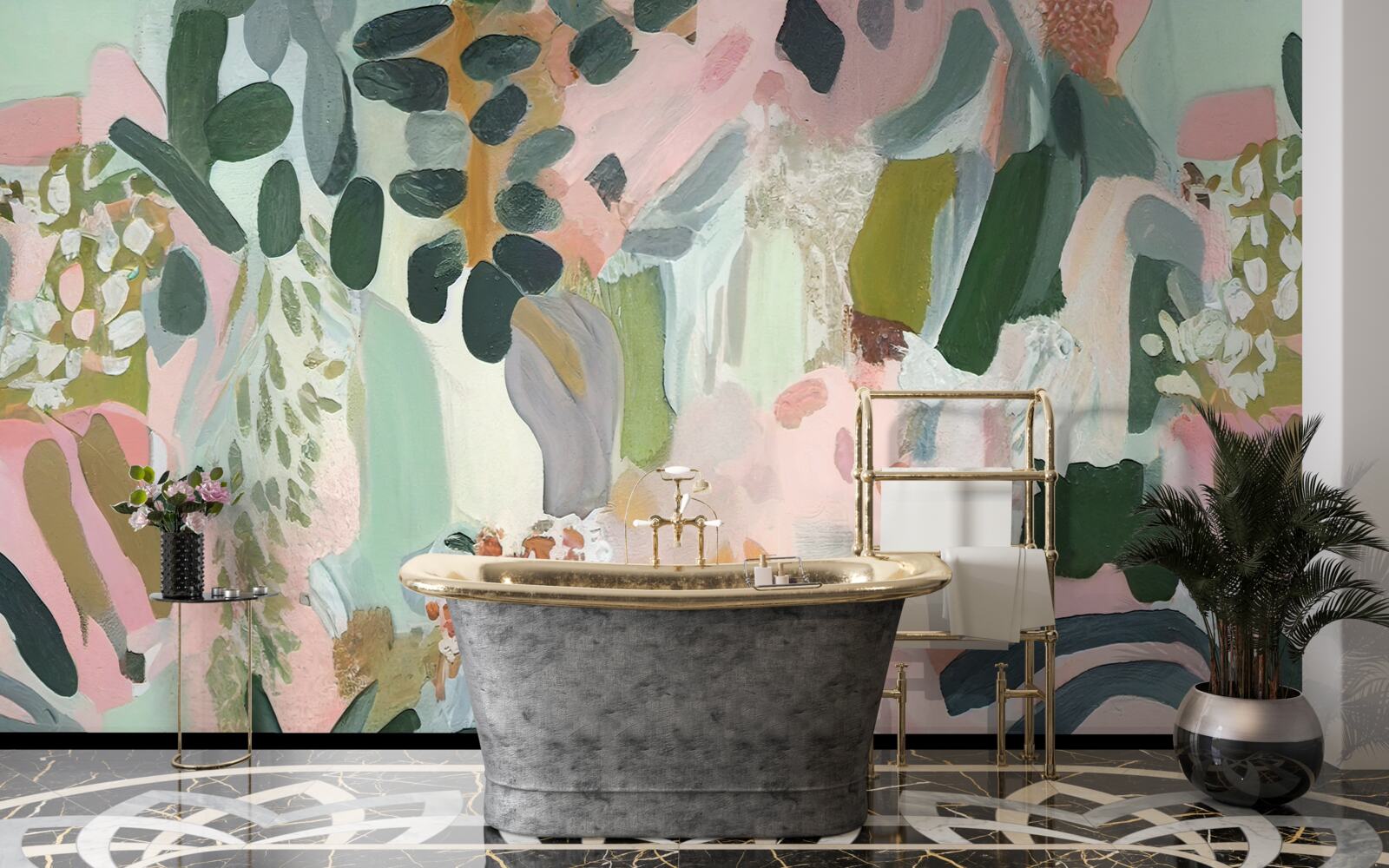 Papier peint feuilles de la jungle dans un style abstrait
