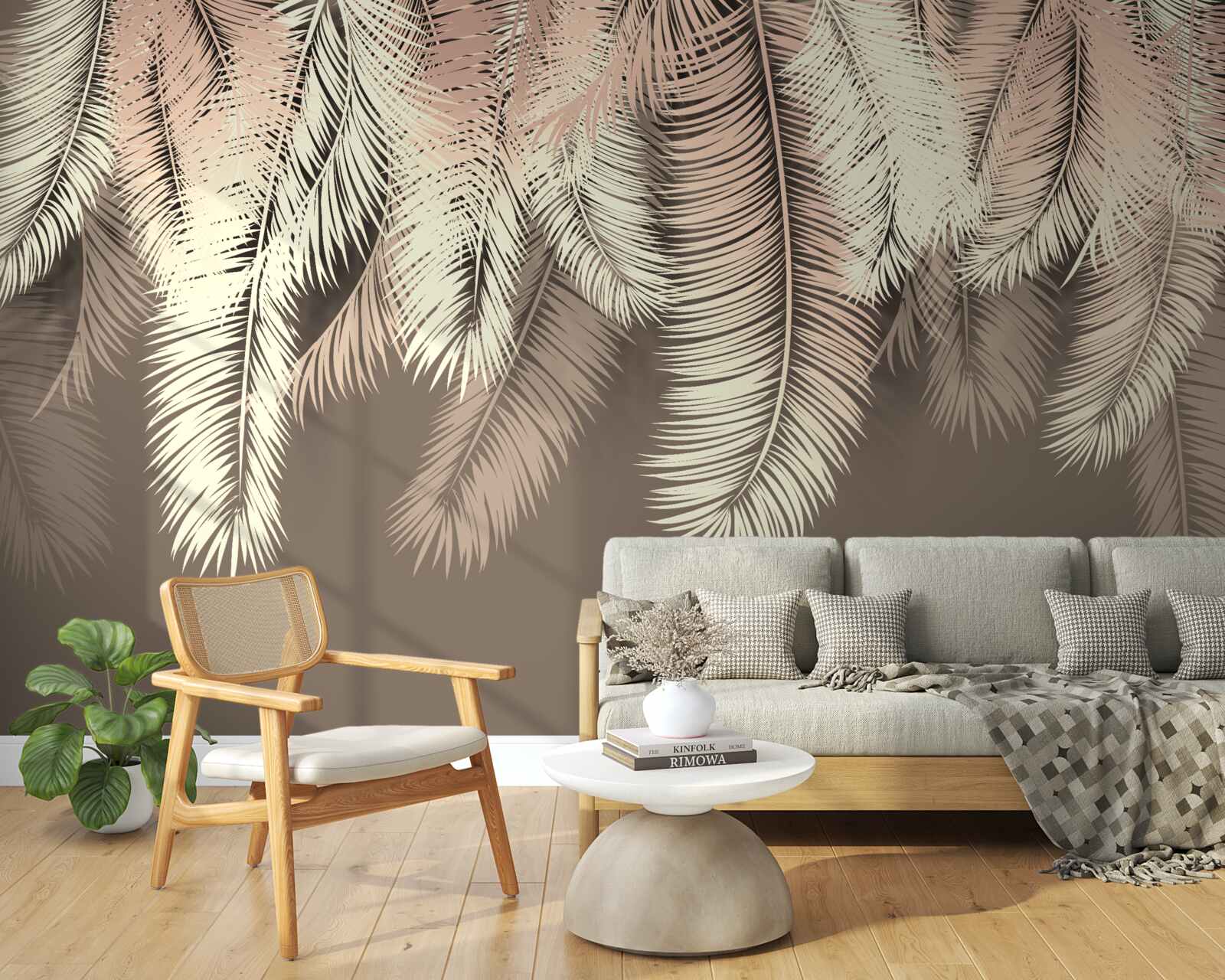 Papier peint les feuilles duveteuses pendent