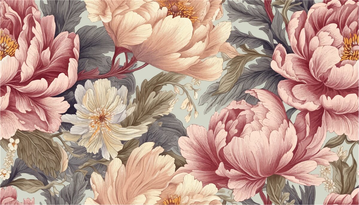 Papier peint grandes fleurs au stade du bouton