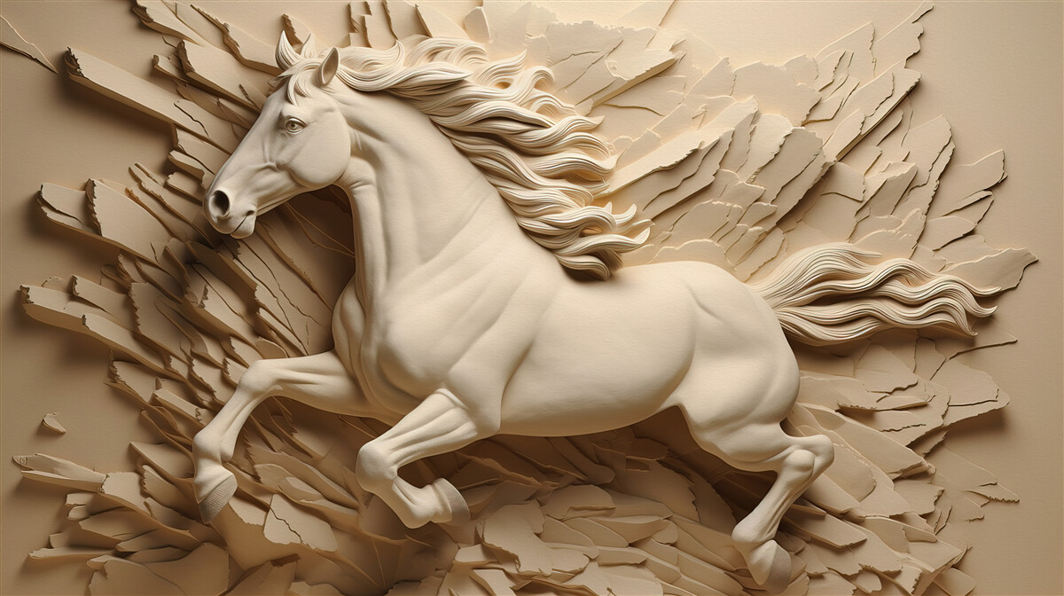 Papier peint Image 3d d'un cheval qui court