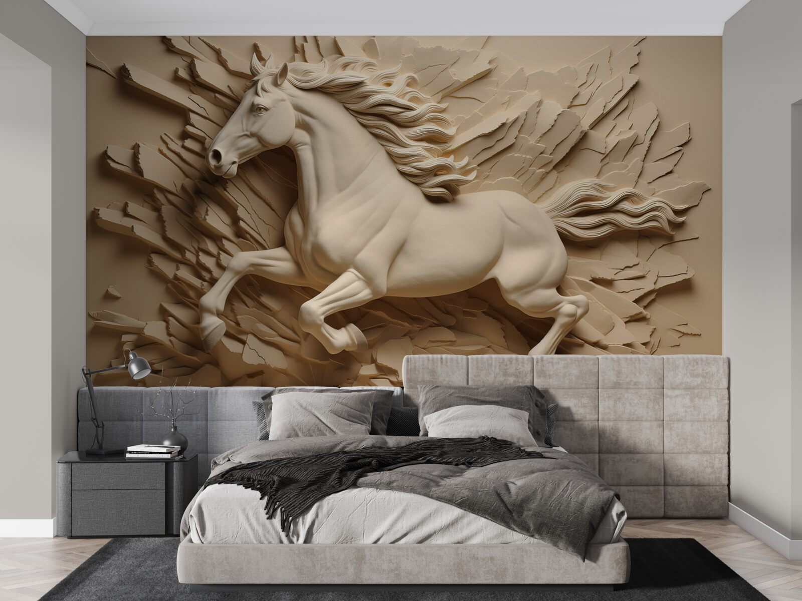 Papier peint Image 3d d'un cheval qui court