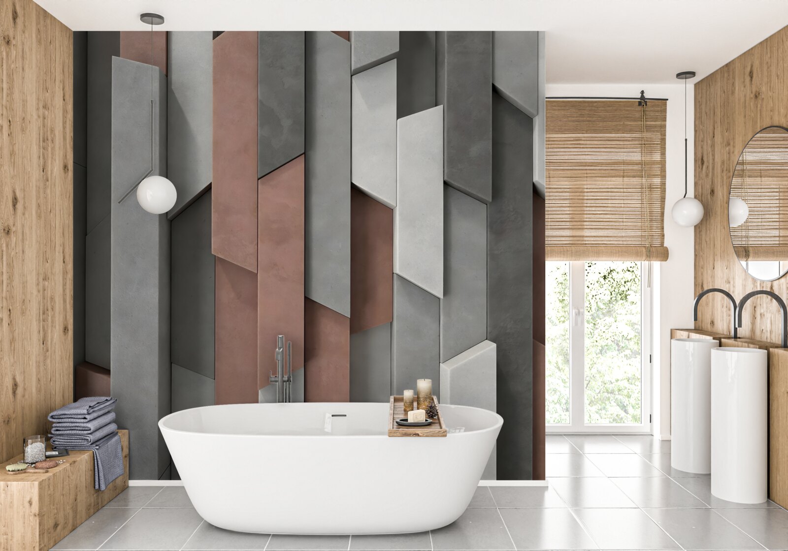 Papier peint formes verticales avec volume