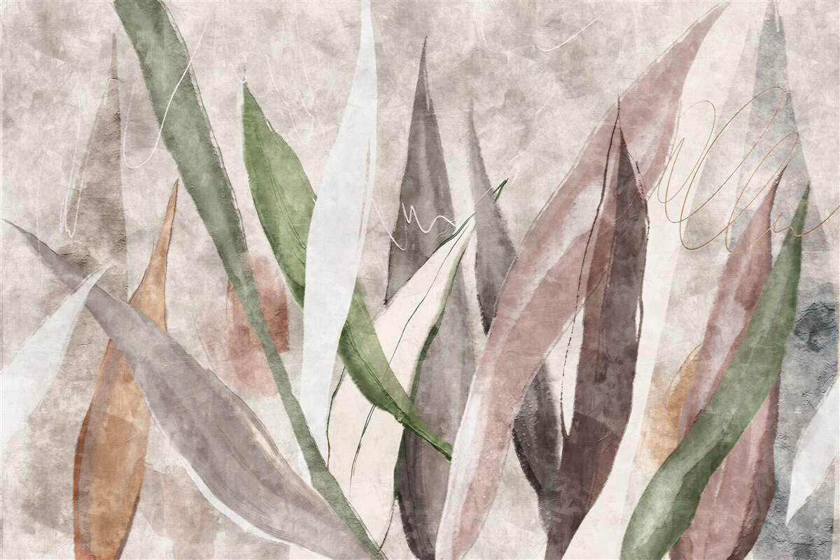 Papier peint feuilles de jungle colorées étirées en longueur