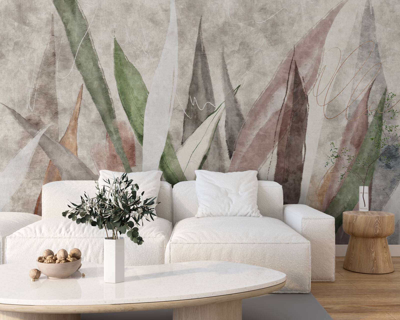 Papier peint feuilles de jungle colorées étirées en longueur