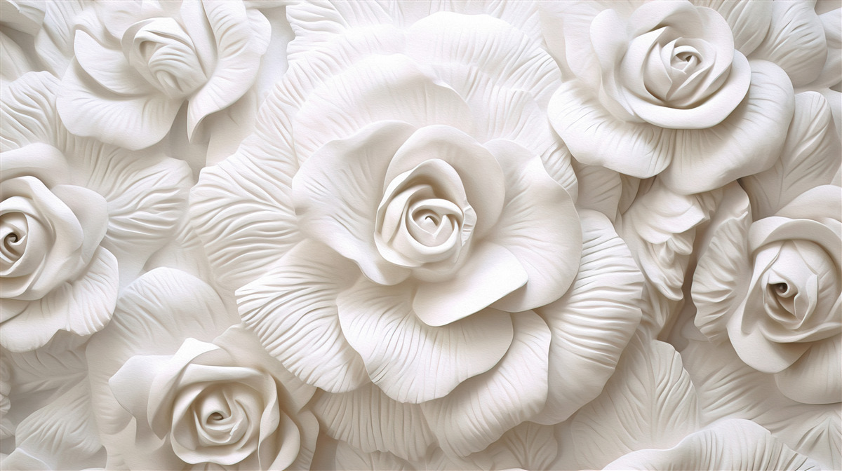 Papier peint Les roses en relief sont délicates