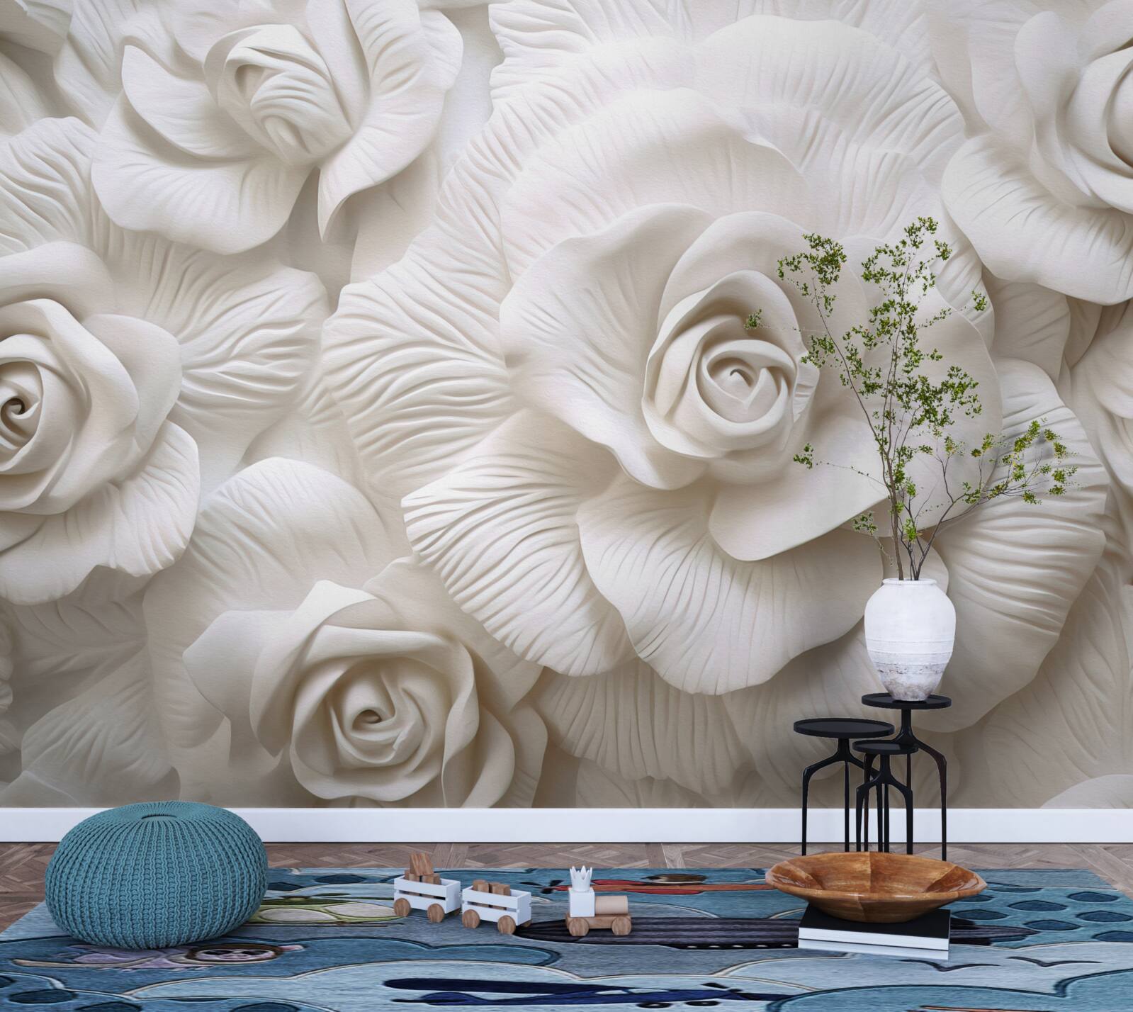 Papier peint Les roses en relief sont délicates
