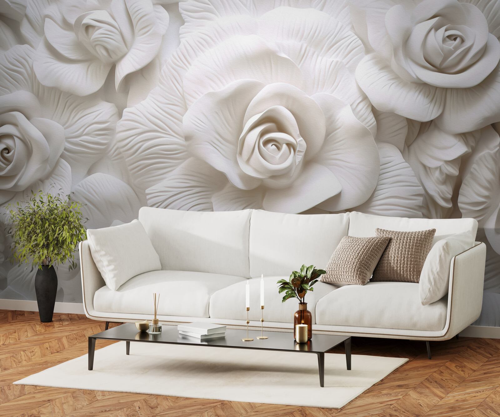 Papier peint Les roses en relief sont délicates