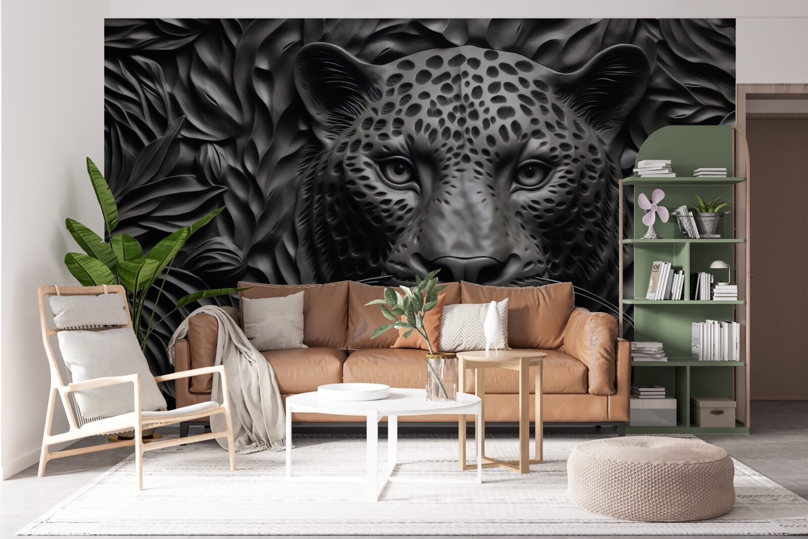 Papier peint tigre noir sur un arbre de taille impressionnante