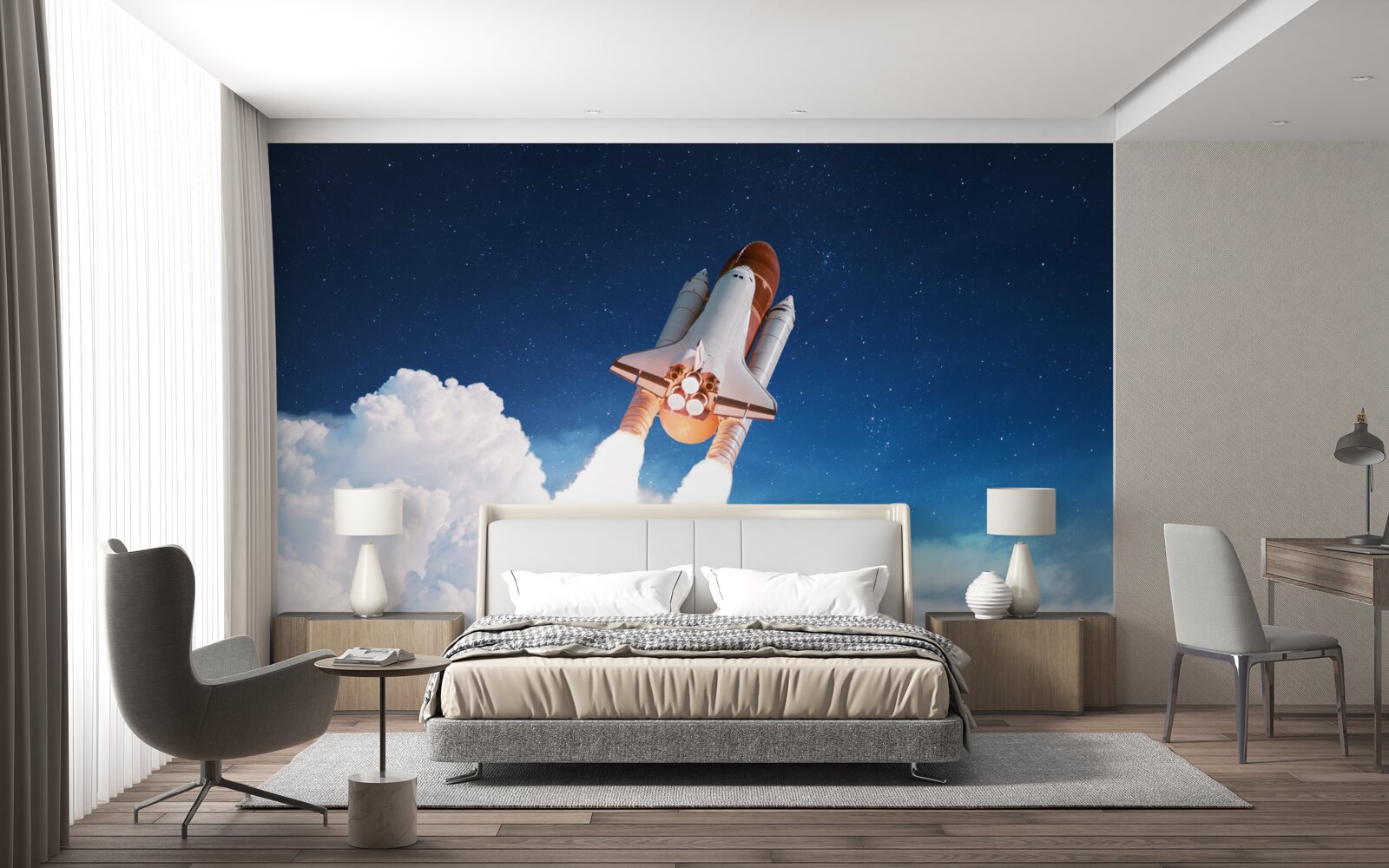 Papier peint Le vaisseau se prépare à voler dans l'espace