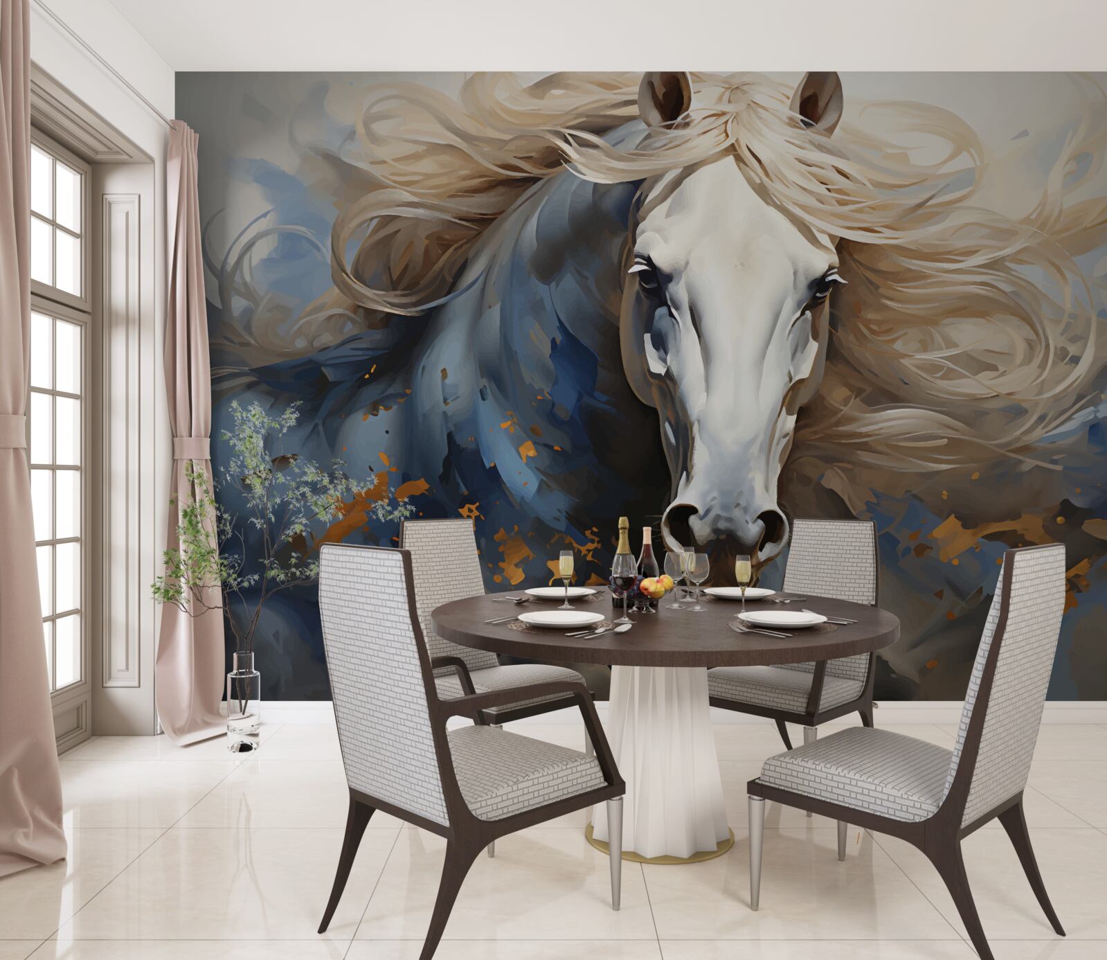 Papier peint image abstraite d'un cheval en mouvement