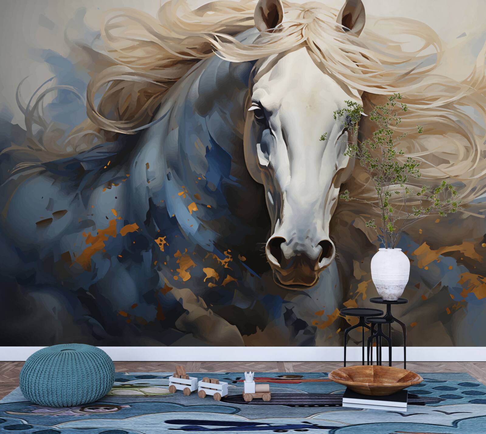 Papier peint image abstraite d'un cheval en mouvement