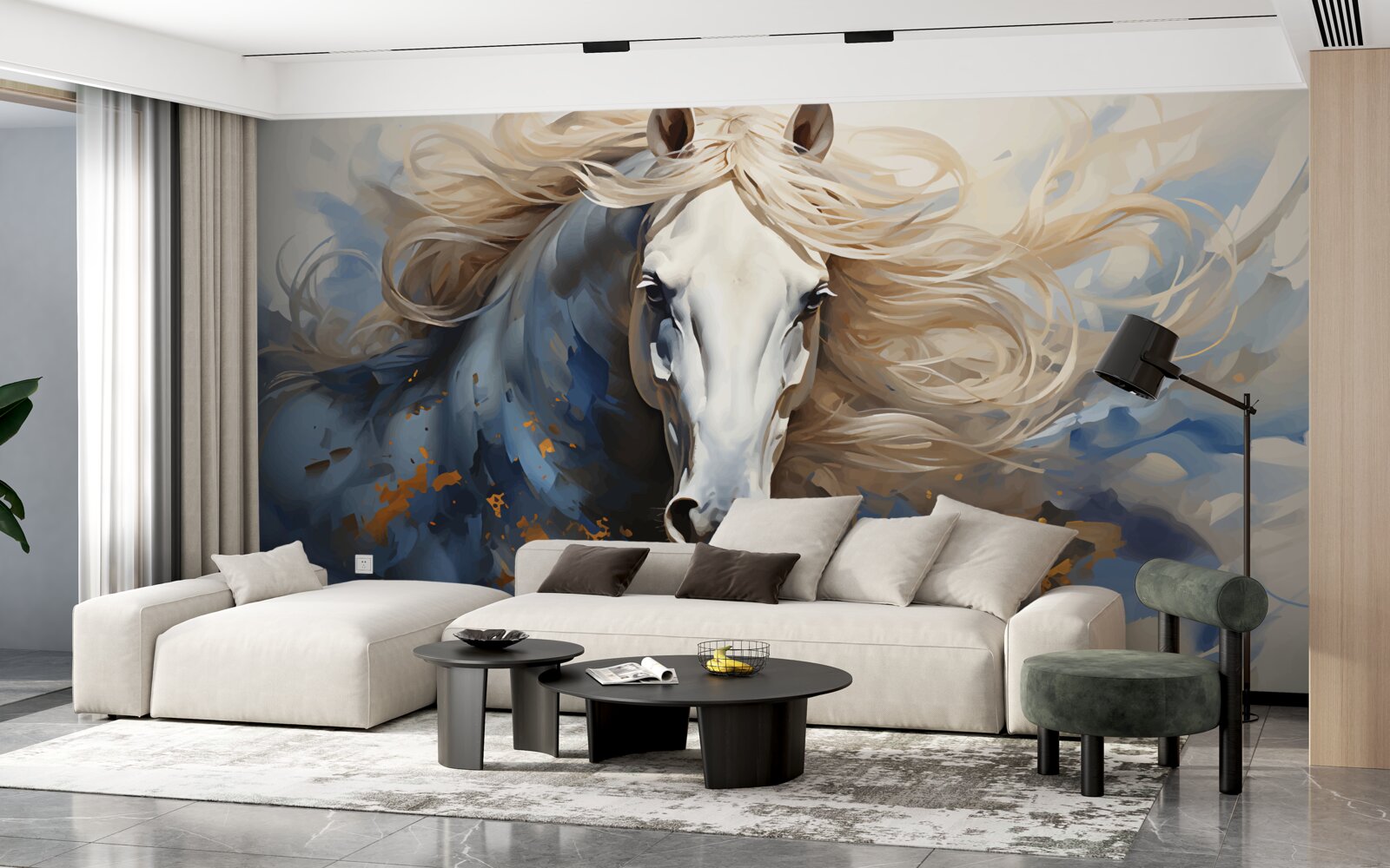 Papier peint image abstraite d'un cheval en mouvement