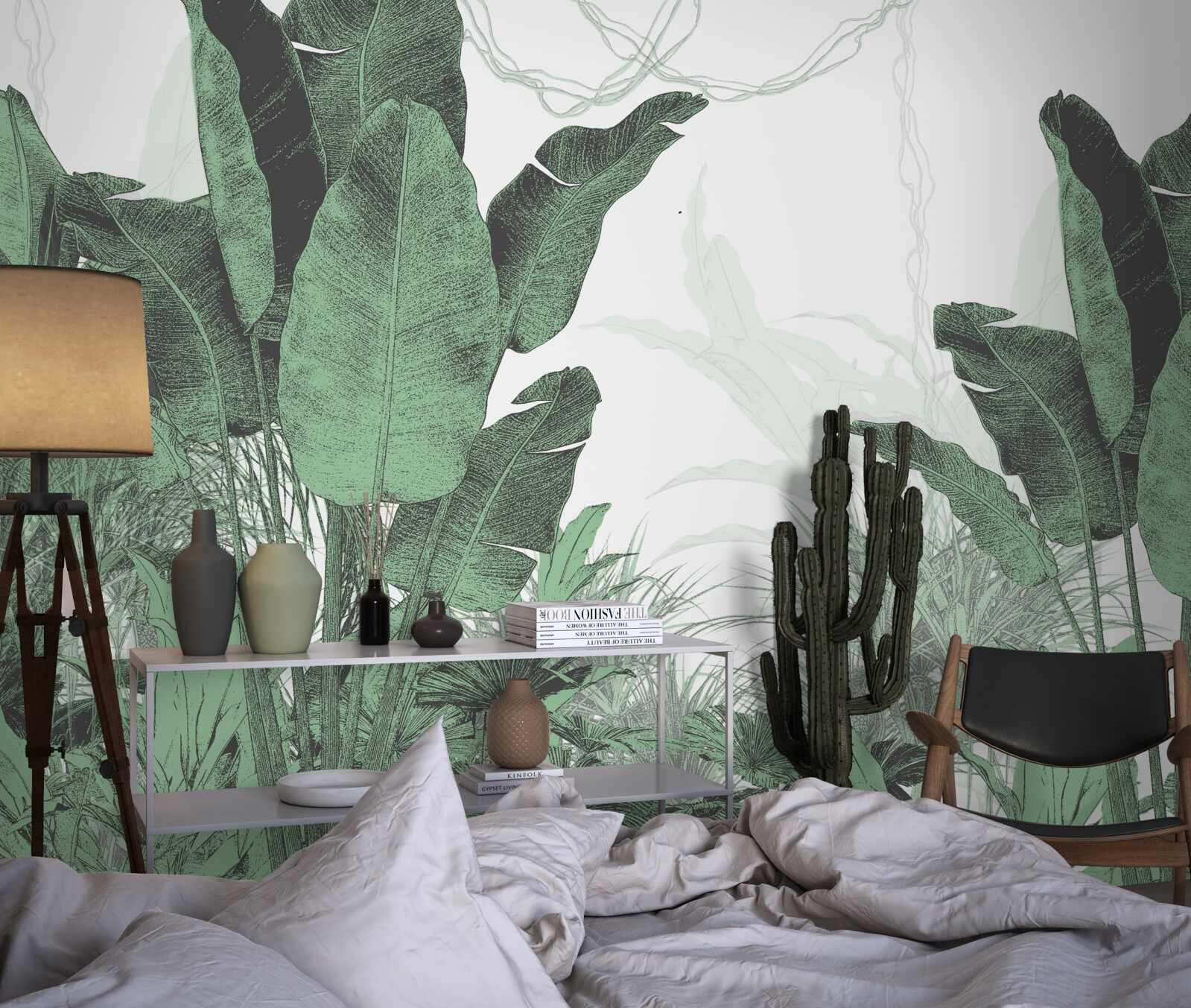 Papier peint grandes feuilles tropicales de taille considérable