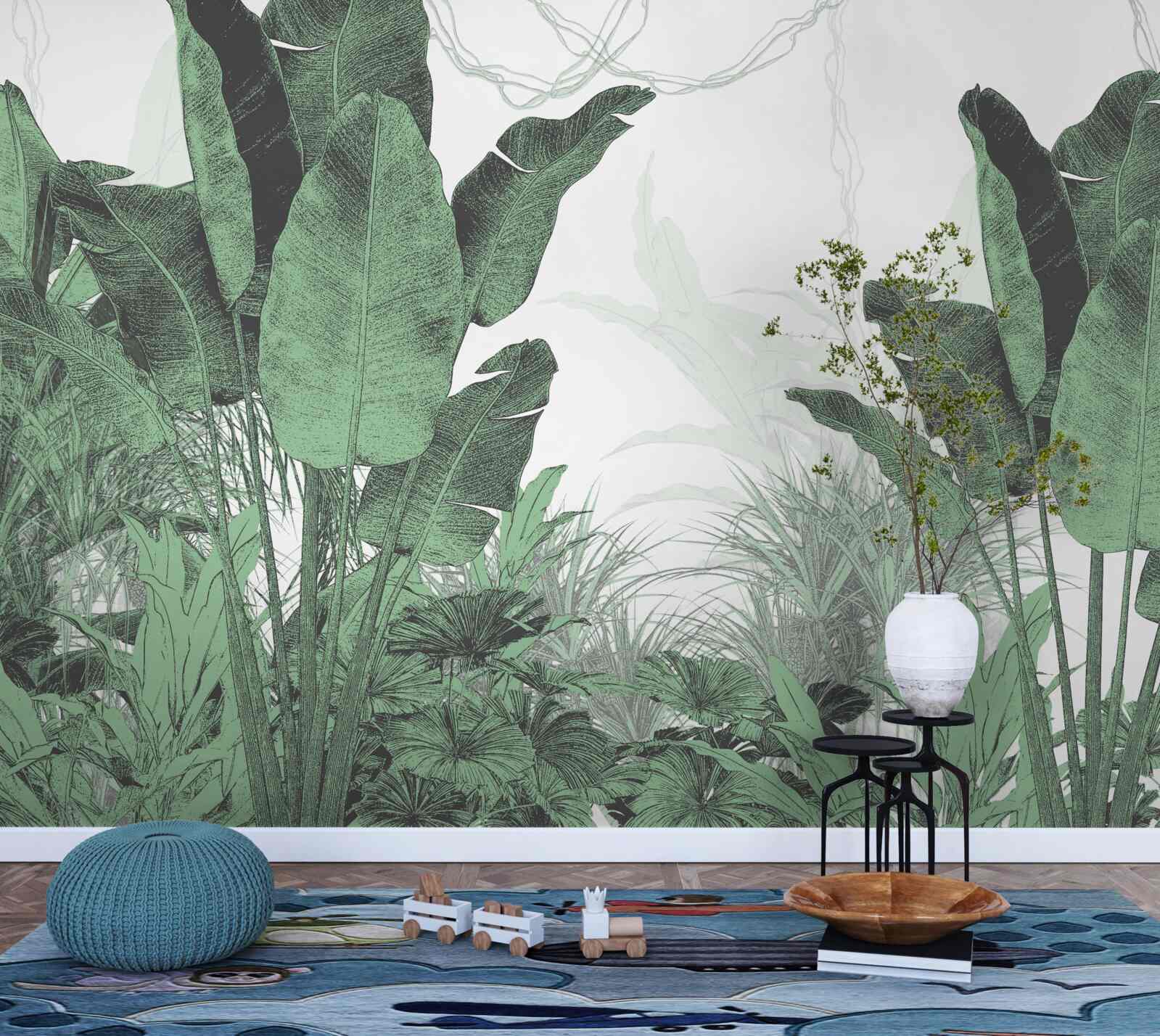 Papier peint grandes feuilles tropicales de taille considérable