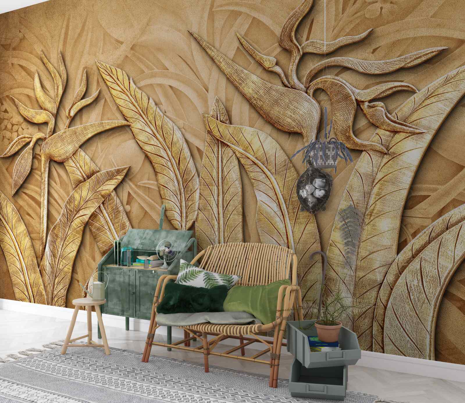 Papier peint motifs de texture sur des feuilles d'arbre