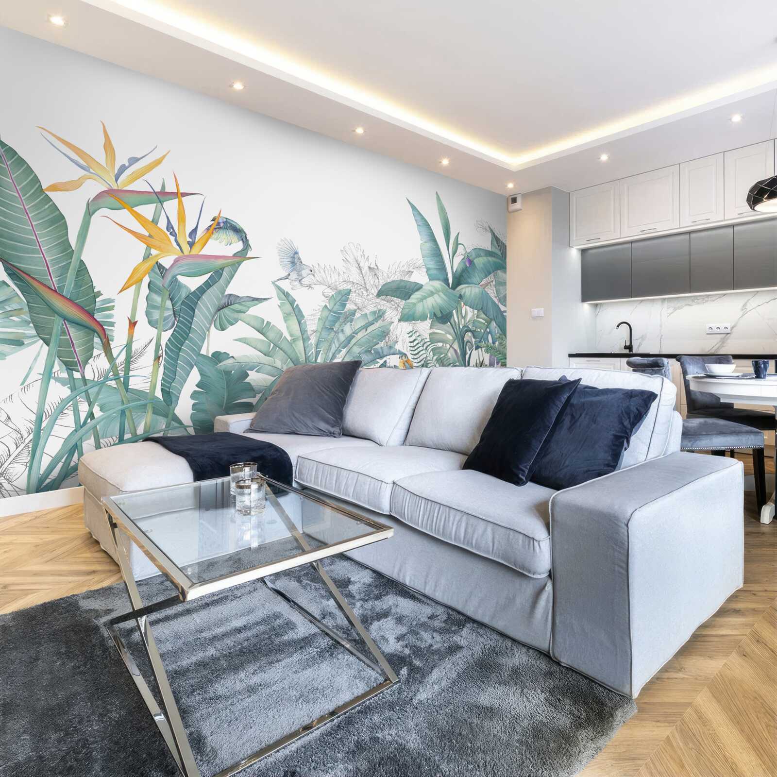 Papier peint plantes vertes tropicales