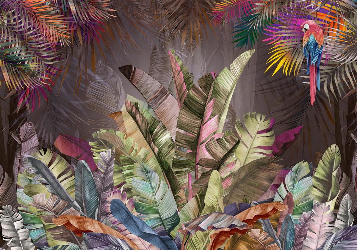 Papier peint les riches feuilles de la jungle la nuit
