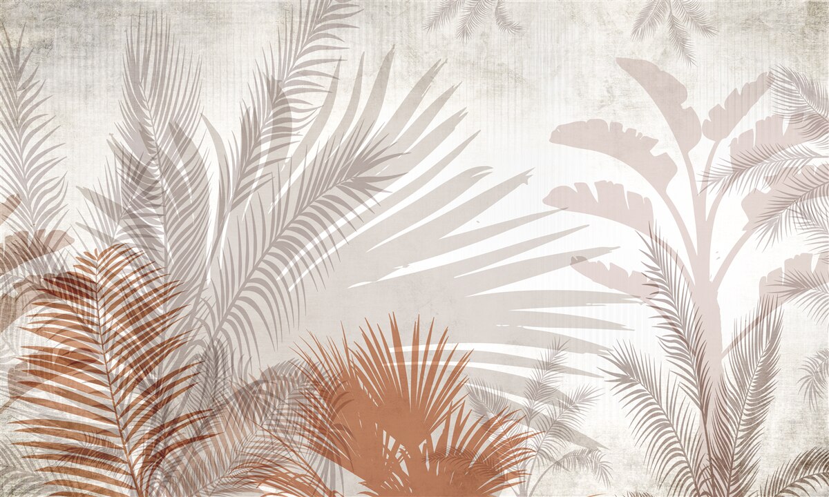 Papier peint feuillage tropical et fougère