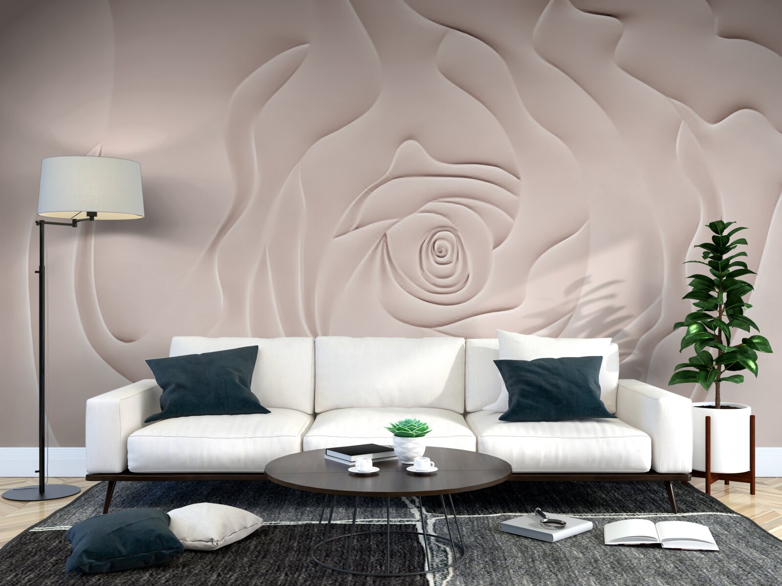 Papier peint bourgeon de rose abstrait