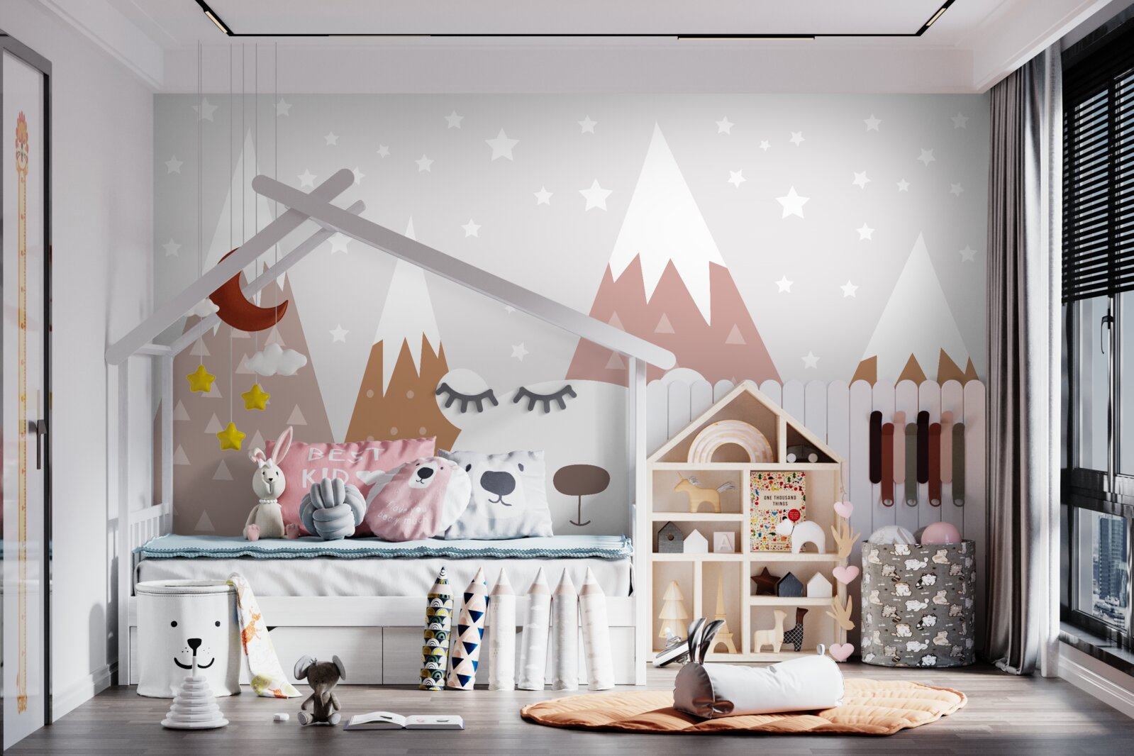 Papier peint l'ours se repose dans les montagnes