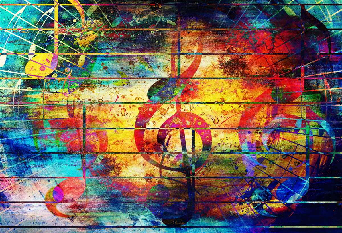 Papier peint graffiti en forme de clé de violon