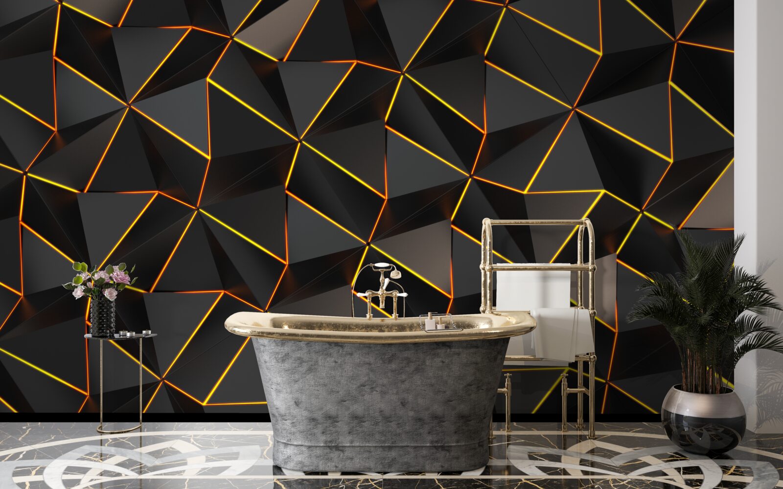 Papier peint Pyramides 3d avec or