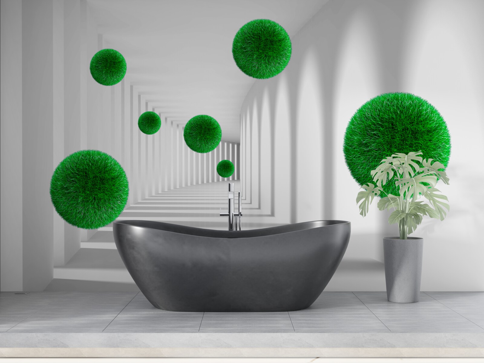 Papier peint boules vertes denses flottantes