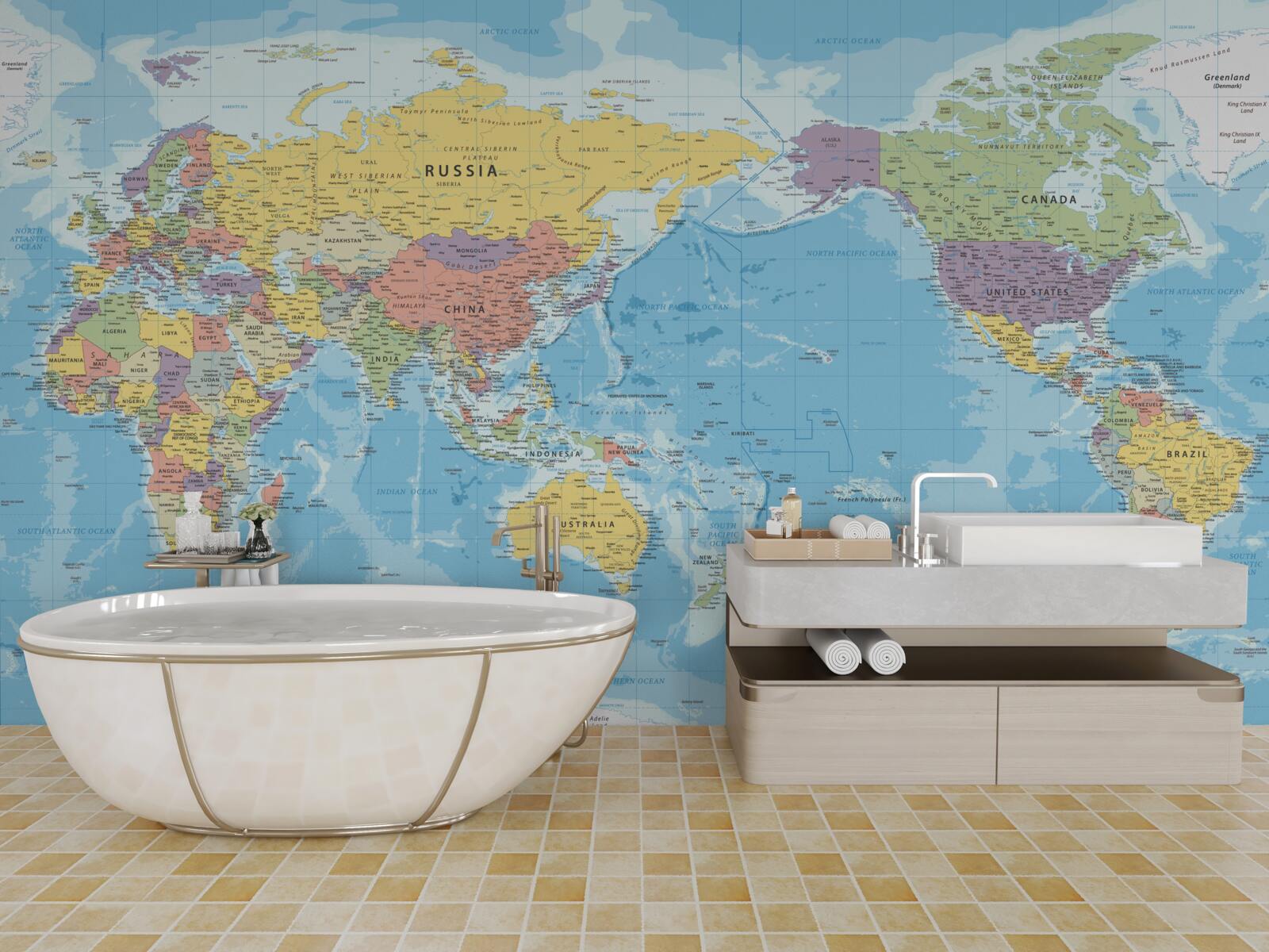 Papier peint carte du monde actuel d'un point de vue politique