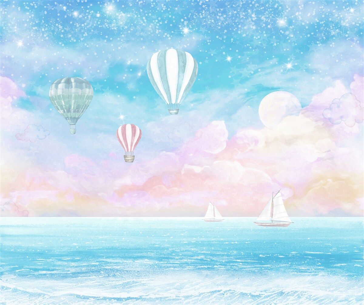 Papier peint boules volant au-dessus des bateaux