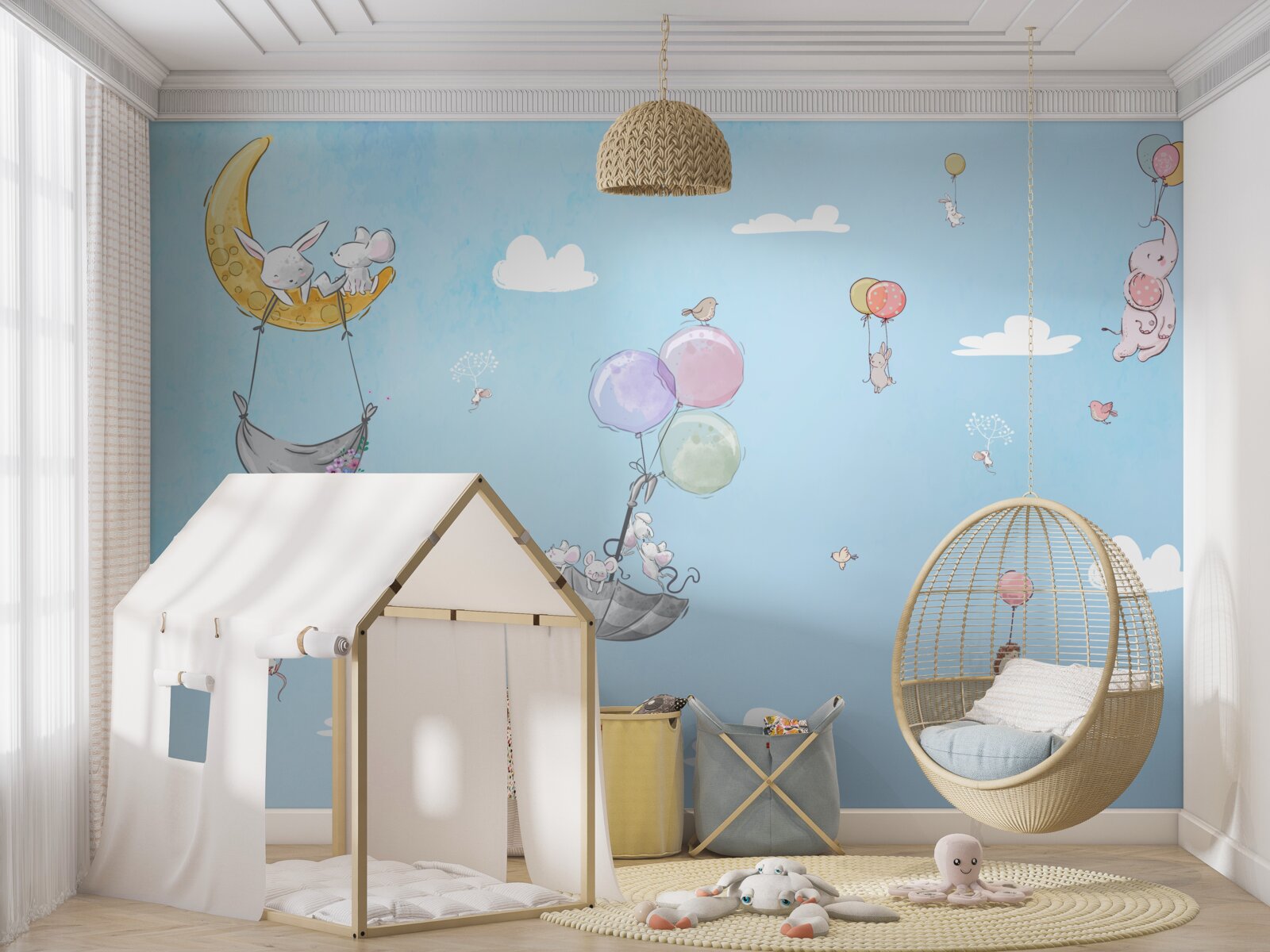 Papier peint ballons et animaux