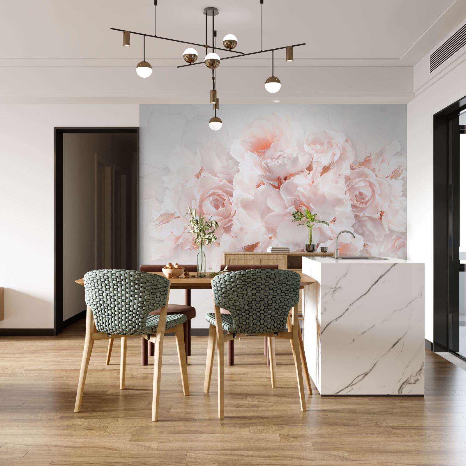 Papier peint composition de pivoines exquises